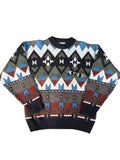 San Marco Vintage AOP Sweter Jumper Wełniany Pullover 90s we wzory geometryczne