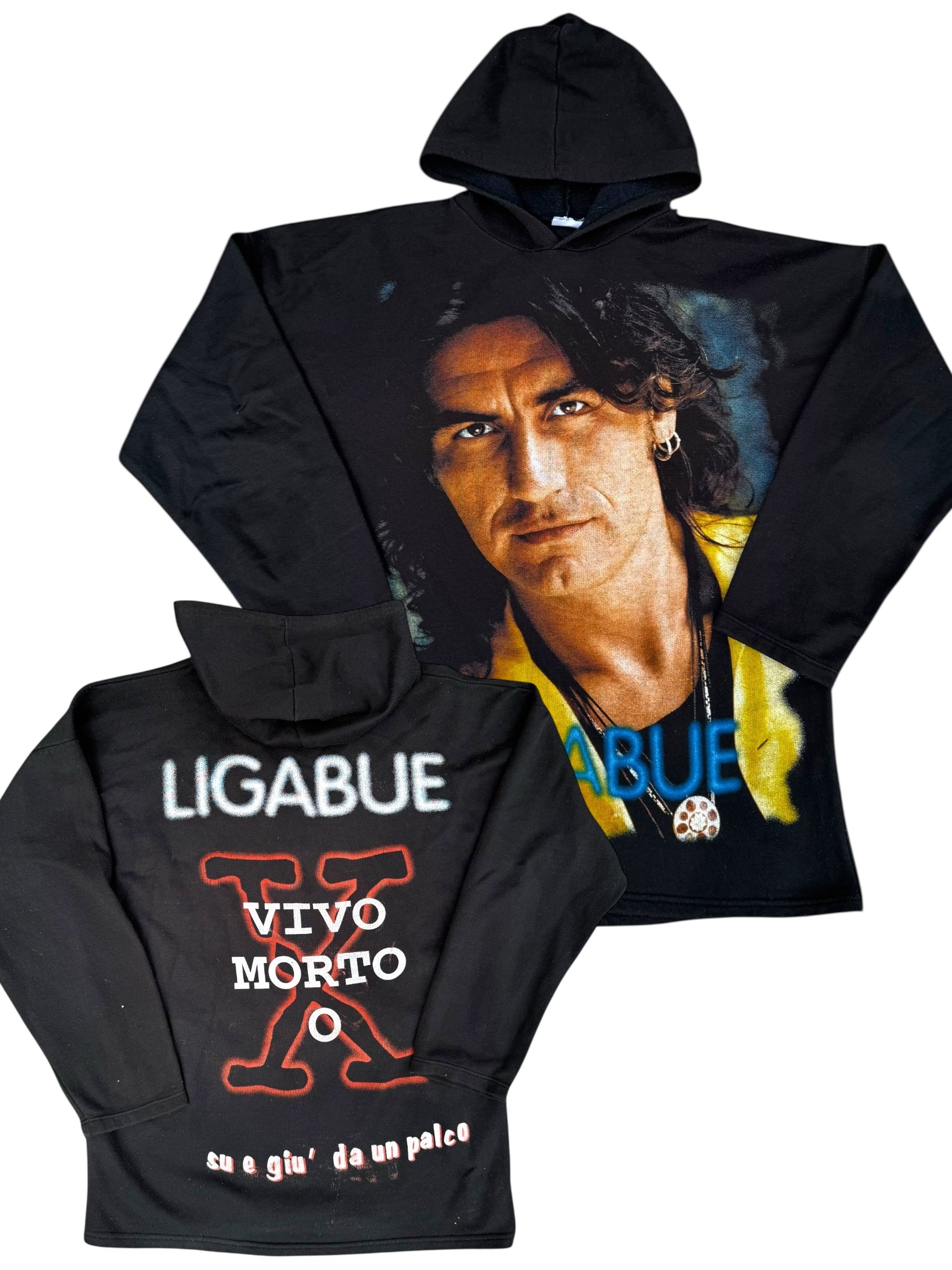 Ligabue 90s Double Sided Graphic Vintage Merch Oversized Band Music Italian Hoodie Bluza Zespołowa