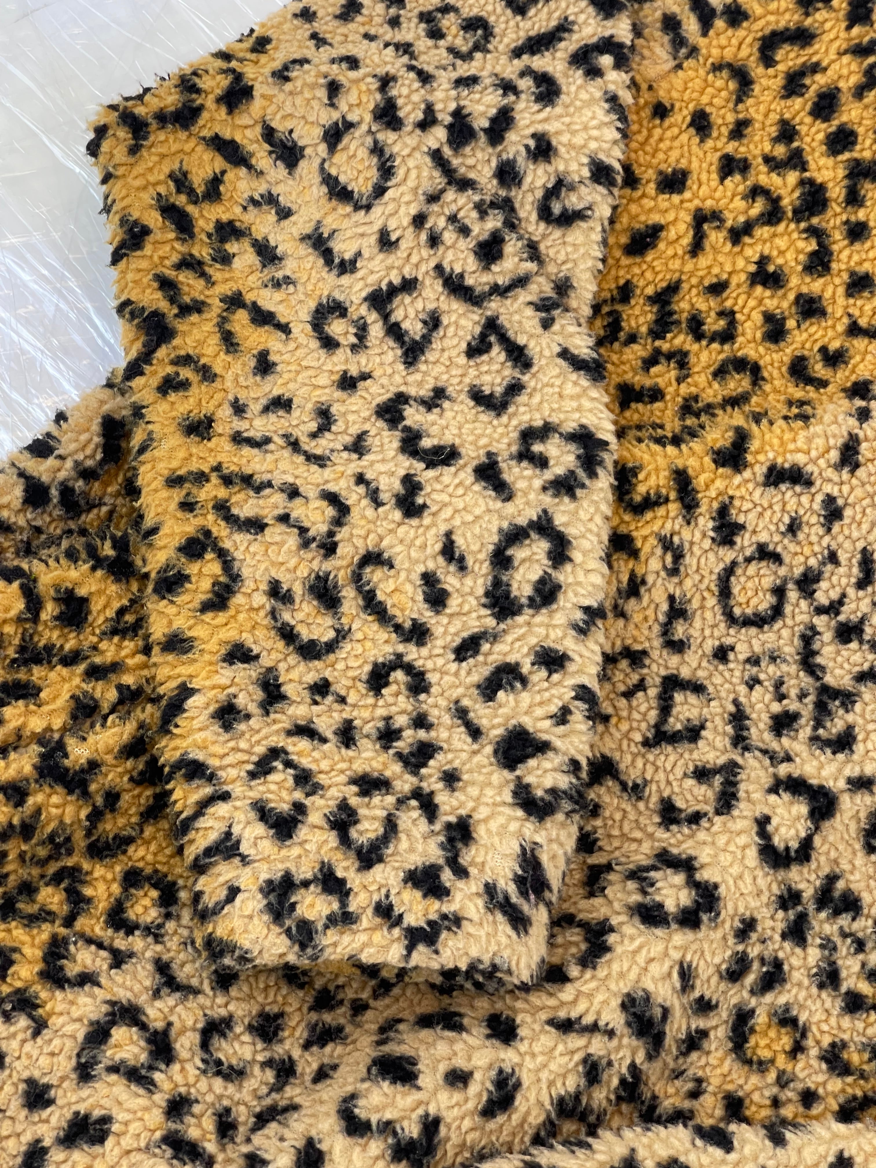 Bluza z kapturem Polar w panterkę boxy oversized 1/4 zip Sherpa