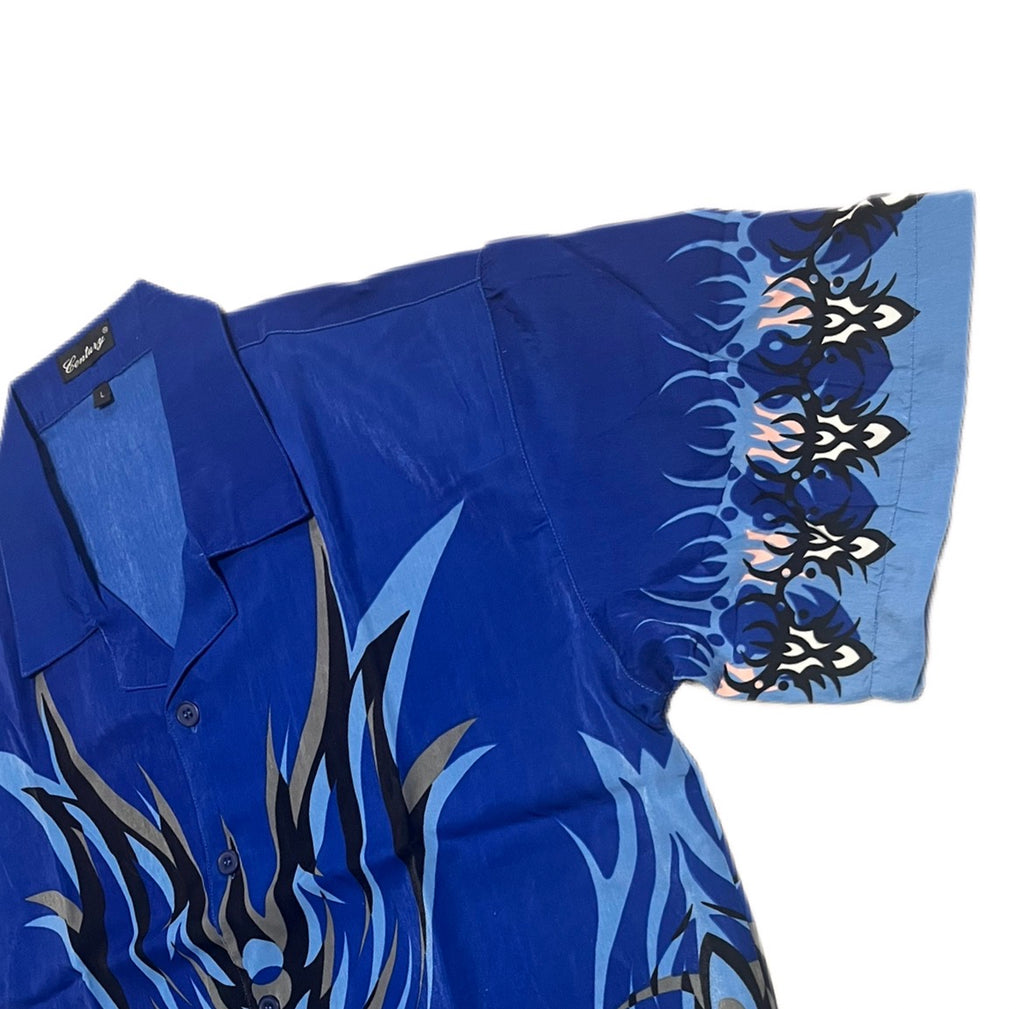 Y2K 2000s Tribal Button Up Shirt Japan Style Fullprint Ricky Style Trailer Park Boys Oldschool wakacyjna koszula z krótkim rękawem