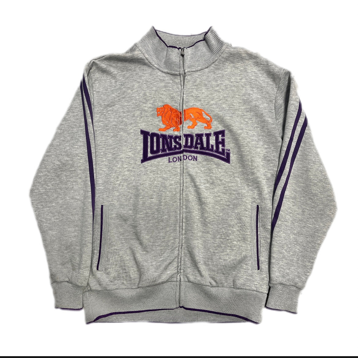 Grey Lonsdale London Zip Up Hoodie szarą rozpinaną sportowa bluza
