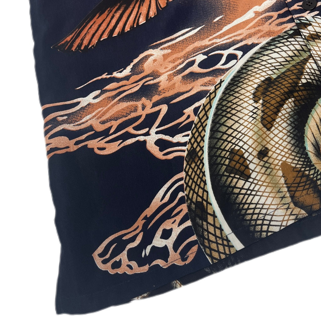 Y2K Shirt Button Up Dragon Snake Fenix Japan Style fullprint koszula ze smokiem i wężem Fuhua