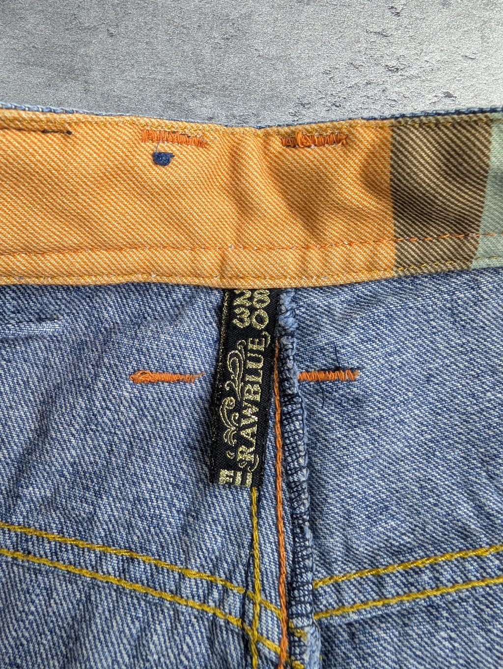 Raw Blue Dollar Sign Graphic Baggy Y2K Vintage Jeans Loose Fit HipHop RARE
