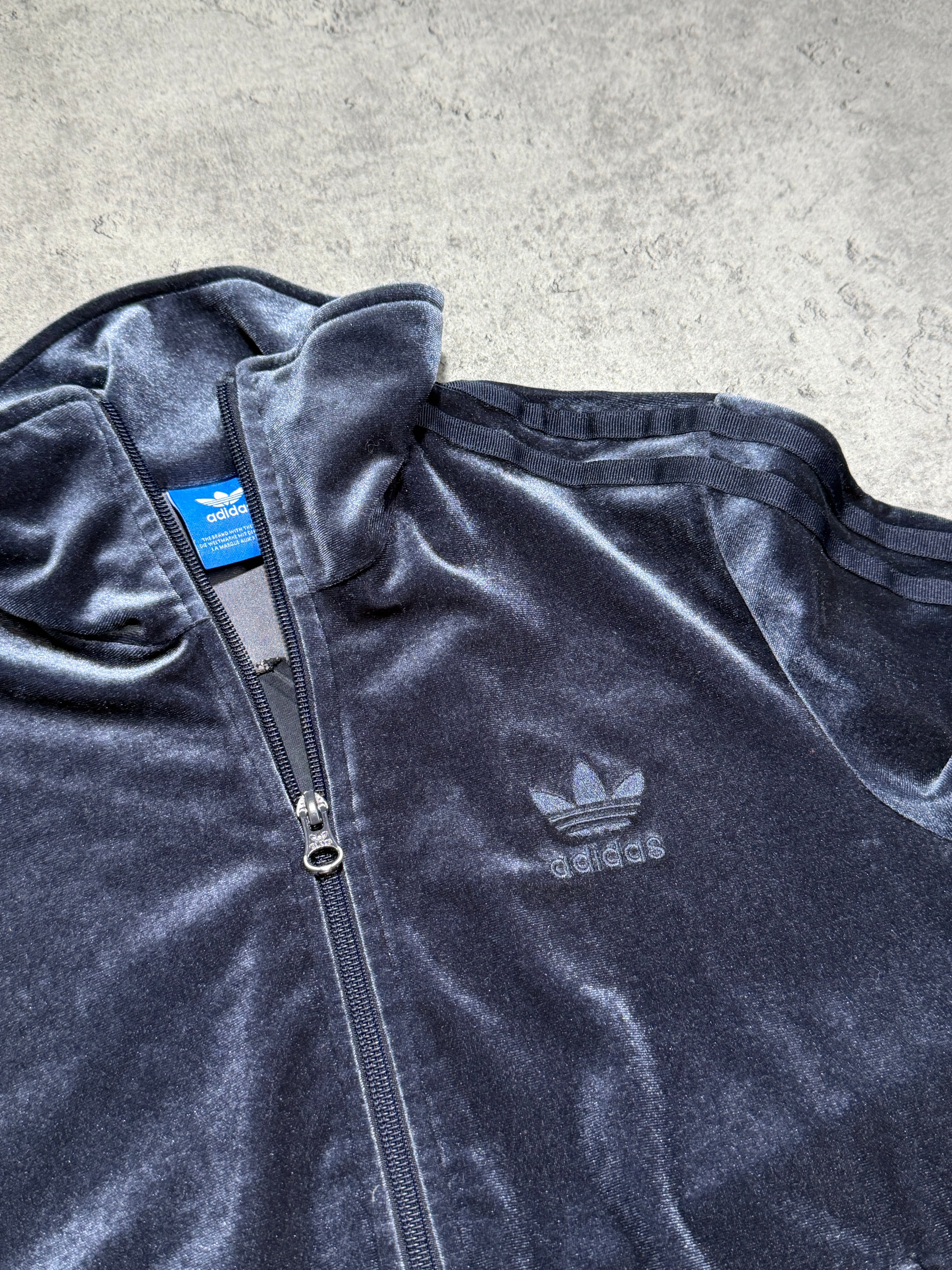 2000s Adidas orginals zip hoodie welurowa bluza welur