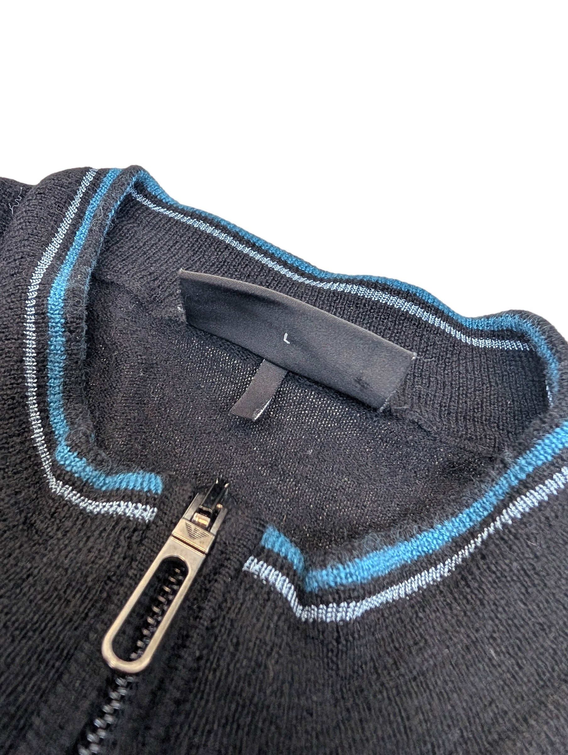 Emporio Armani Virgin Wool Old Money Preppy Rozpinany Wełniany Sweter Luksusowy