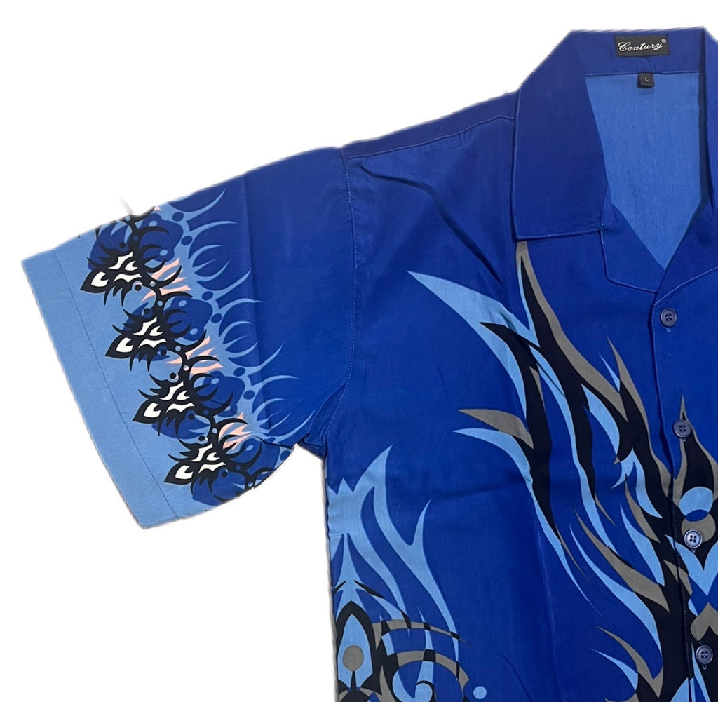 Y2K 2000s Tribal Button Up Shirt Japan Style Fullprint Ricky Style Trailer Park Boys Oldschool wakacyjna koszula z krótkim rękawem