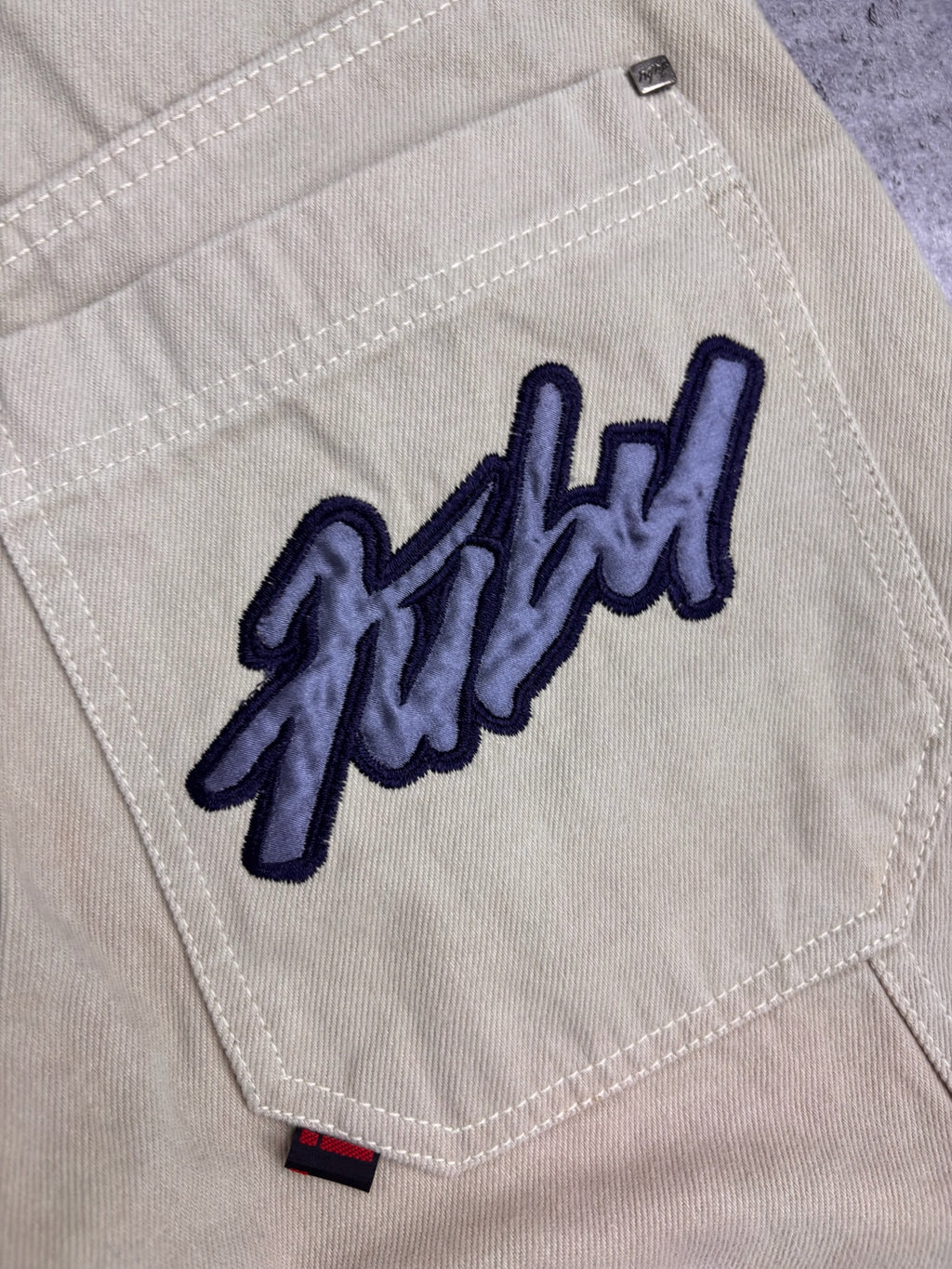 FUBU Y2K Carpenter Pants Jeans Beige Baggy Spodnie Skater 00s Workwear