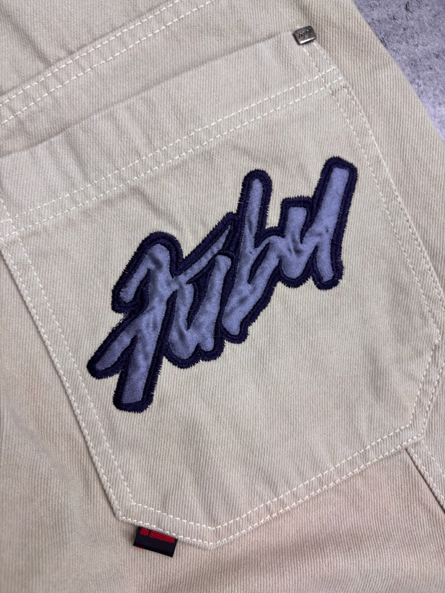 FUBU Y2K Carpenter Pants Jeans Beige Baggy Spodnie Skater 00s Workwear