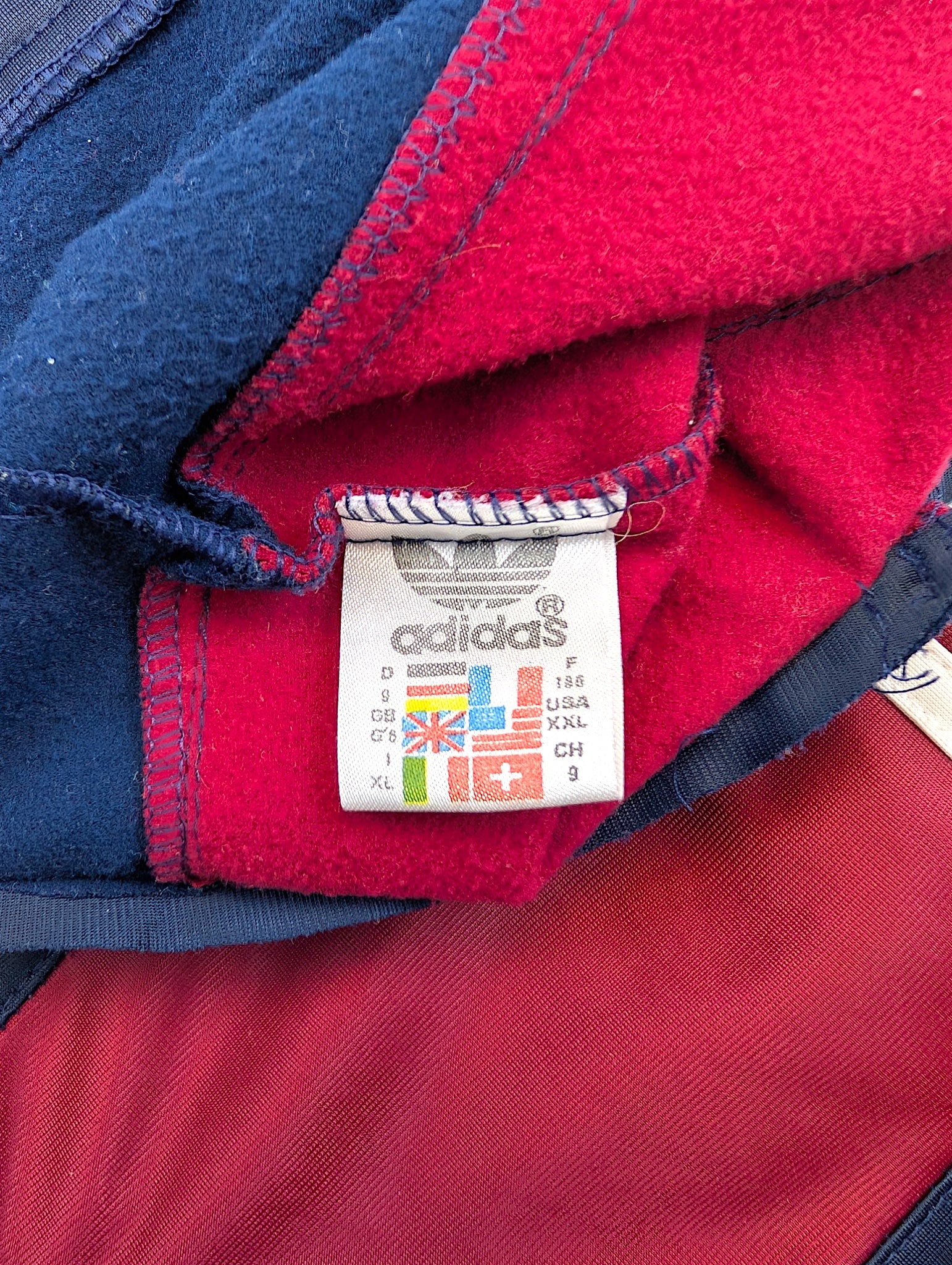 Adidas 90s vintage bluza z kapturem w paski retro oldschool 2000s oversize 2XL