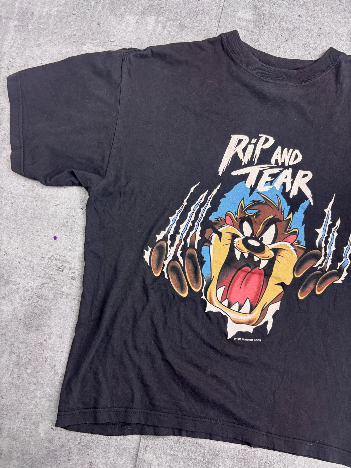 1998 Looney Tunes Taz Rip And Tear Graphic Tee Shirt Vintage 90s Warner Bros