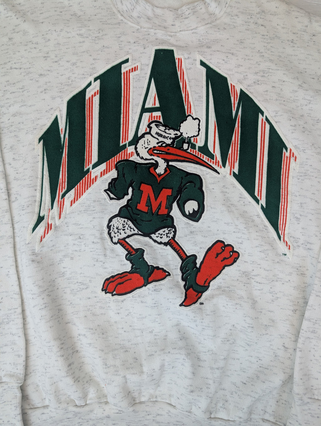 University of Miami Hurricanes 90s Made in USA Vintage Bluza Bez Kaptura