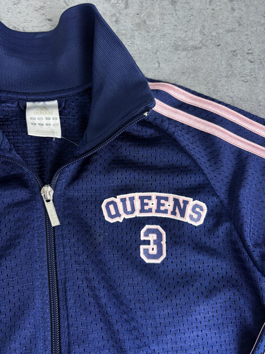 2004 Adidas Queens Vintage Tracksuit Jacket Jersey Mesh