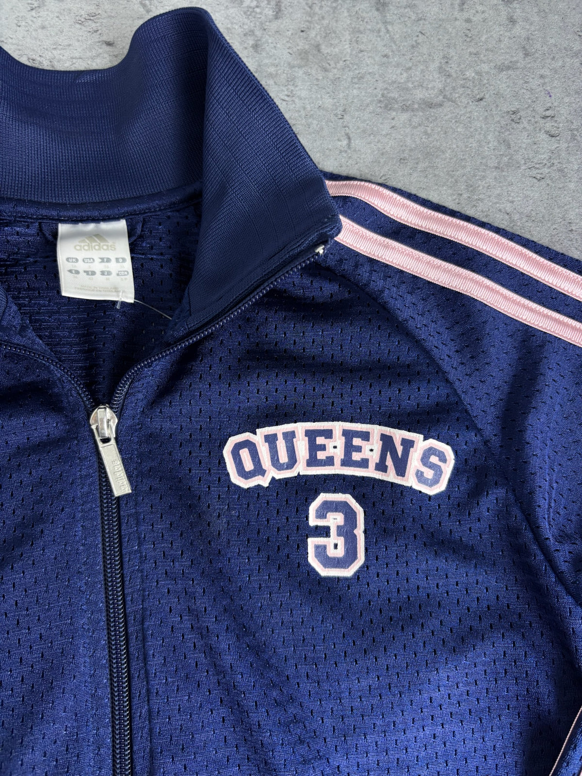2004 Adidas Queens Vintage Tracksuit Jacket Jersey Mesh