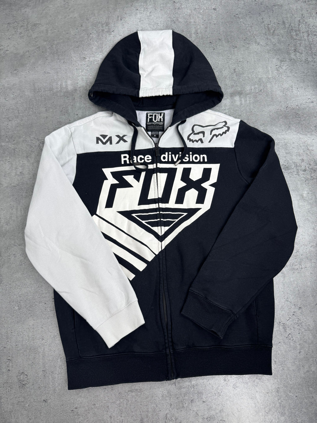 Fox Racing Bluza Wyścigowa y2k Rozpinana z Kapturem 2000s Vintage