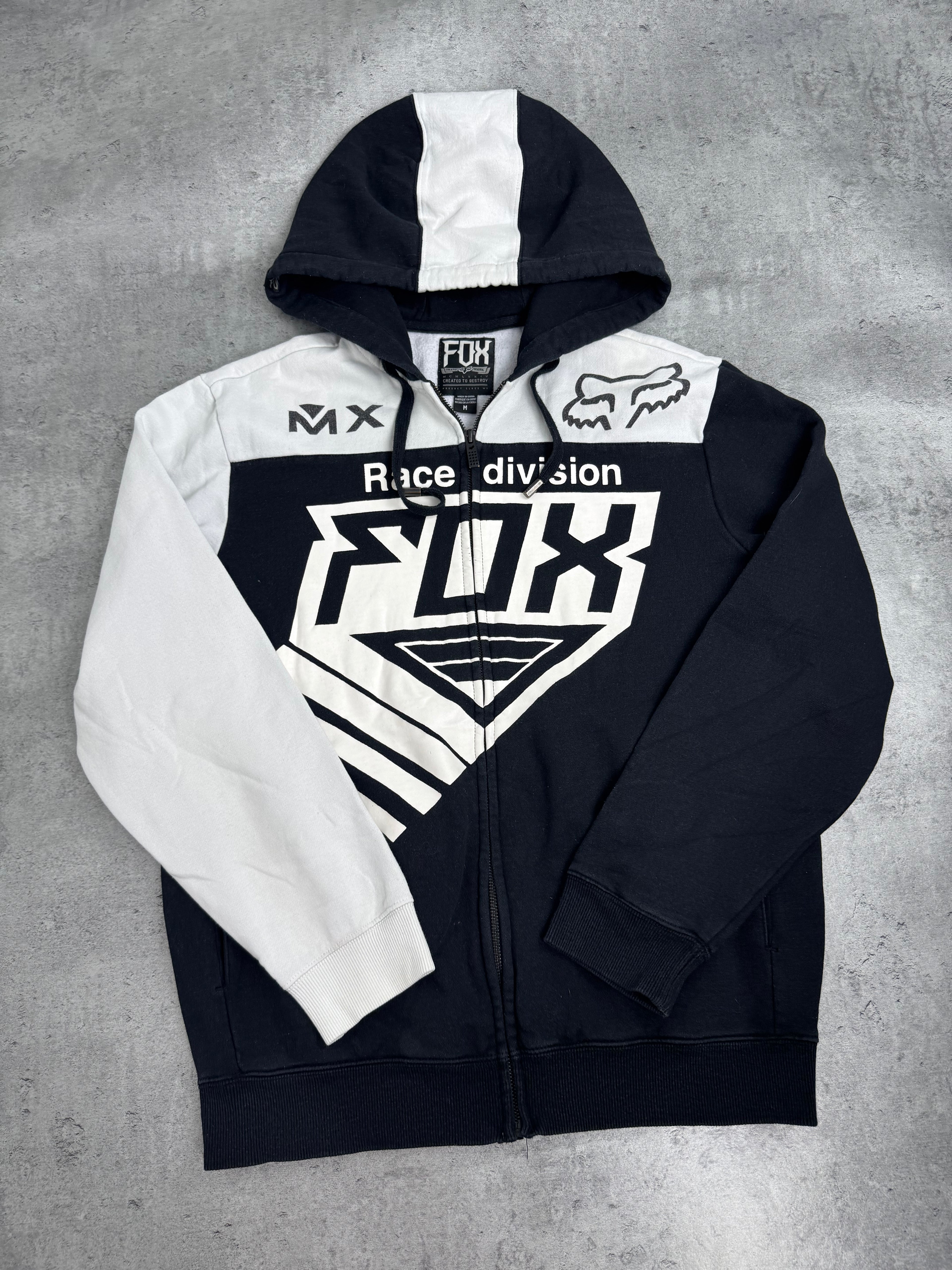 Fox Racing Bluza Wyścigowa y2k Rozpinana z Kapturem 2000s Vintage