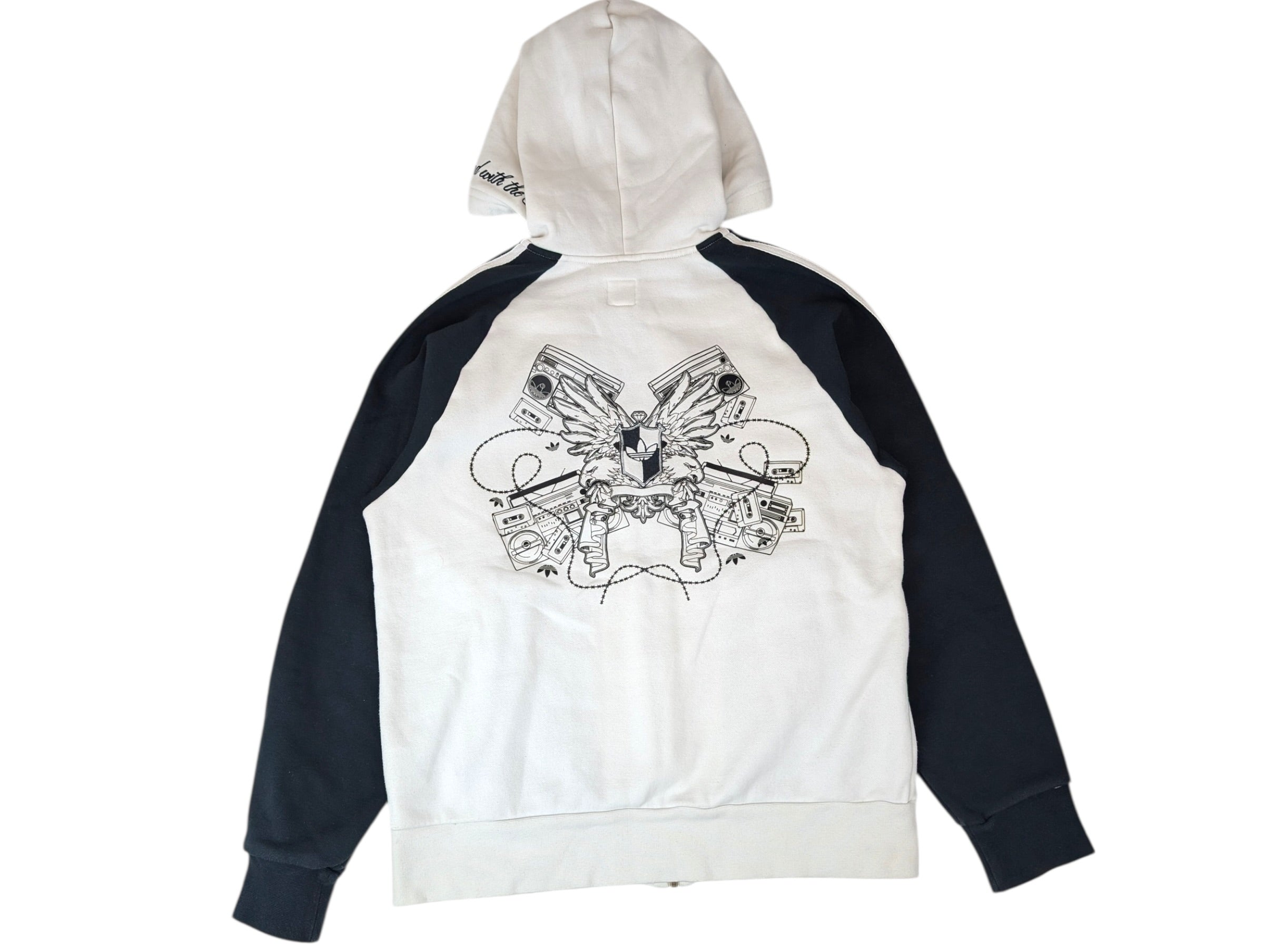 2005 Adidas Grafitti Y2K Rozpinana Bluza z Kaputrem Grafika retro oldschool skater