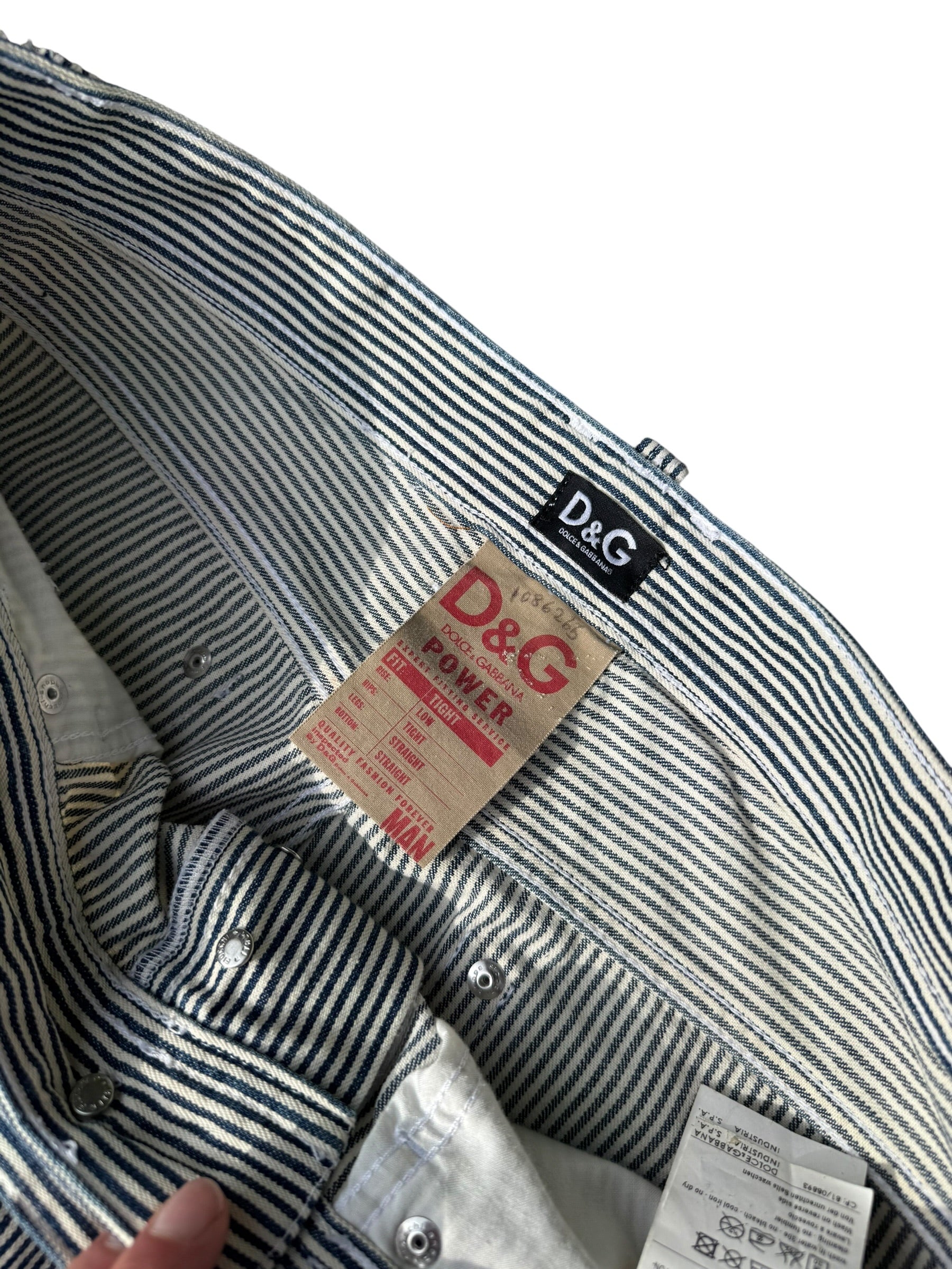 2000s Spodnie Proste Dolce Gabbana HighEnd Designer w paski eleganckie y2k Streetwear