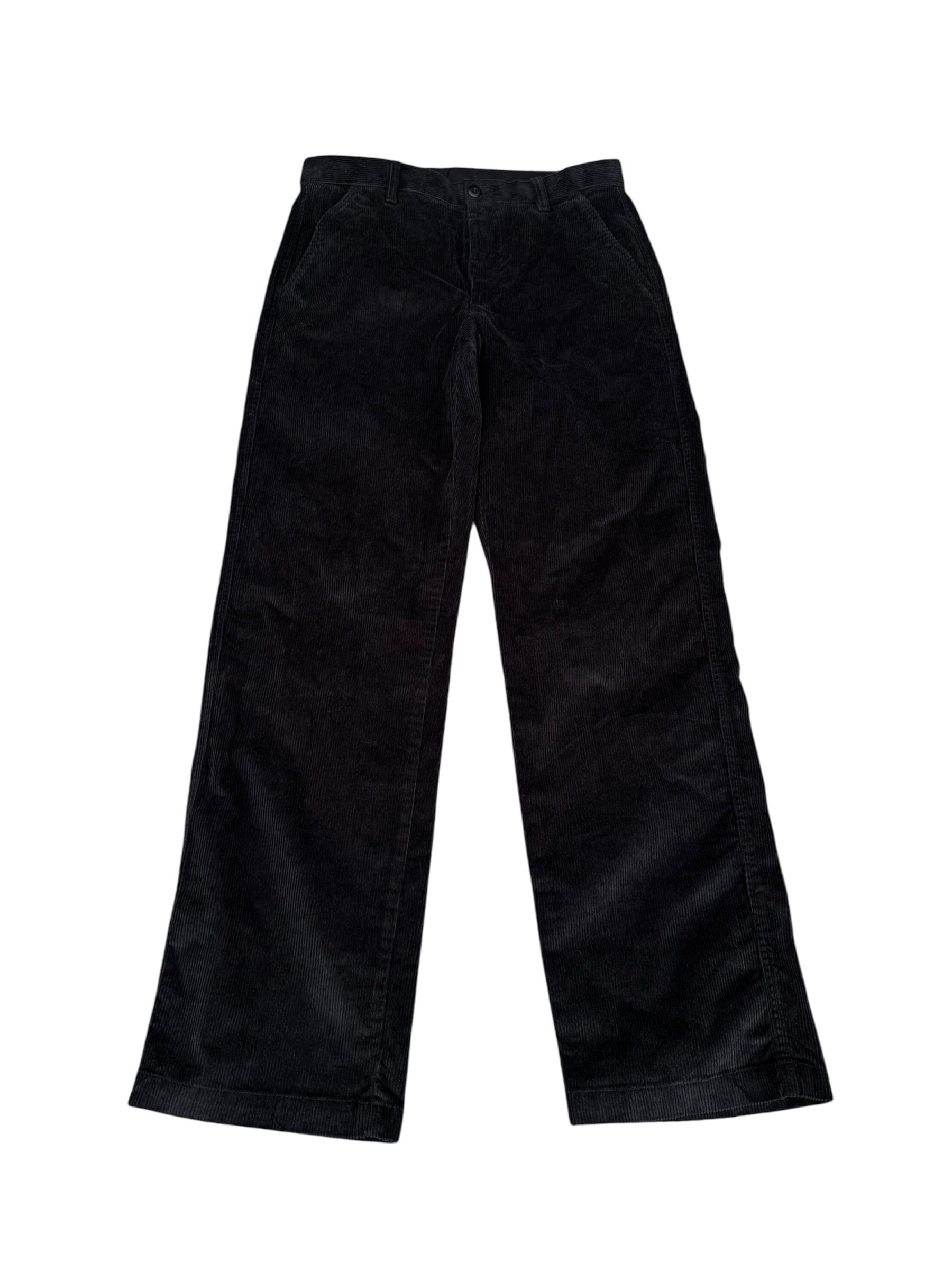 Calvin Klein 90s Straight Spodnie Sztruksowe Czarne Proste Szerokie Eleganckie