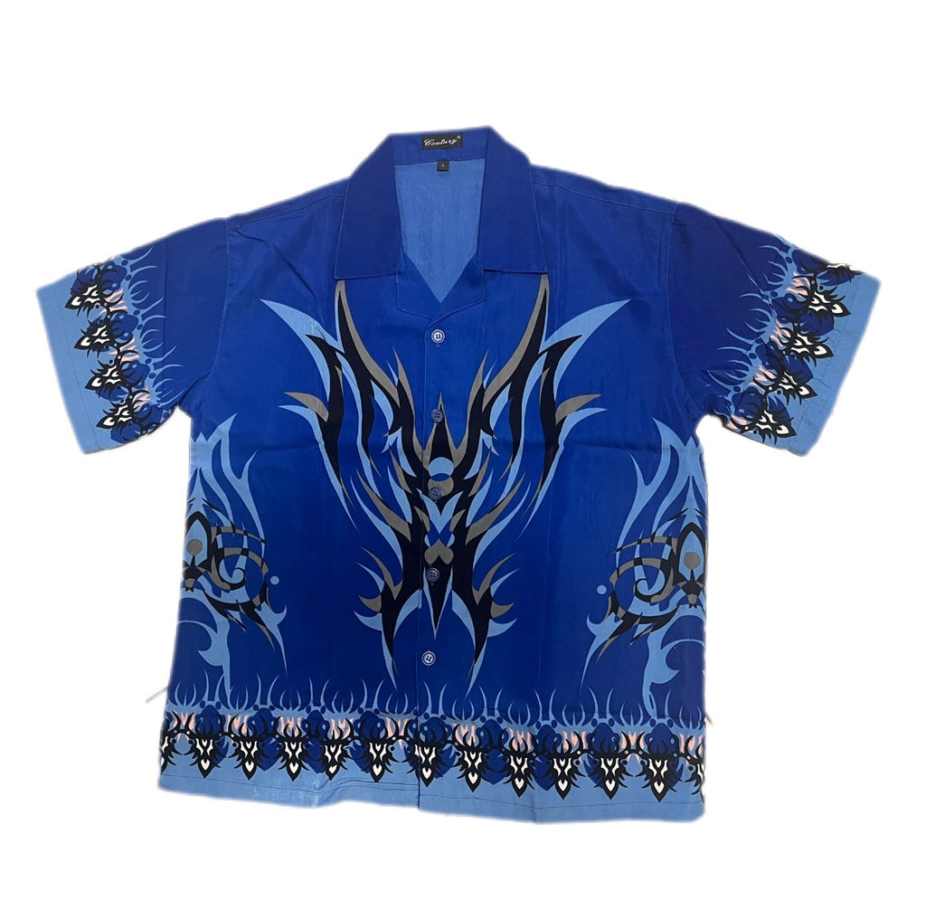 Y2K 2000s Tribal Button Up Shirt Japan Style Fullprint Ricky Style Trailer Park Boys Oldschool wakacyjna koszula z krótkim rękawem