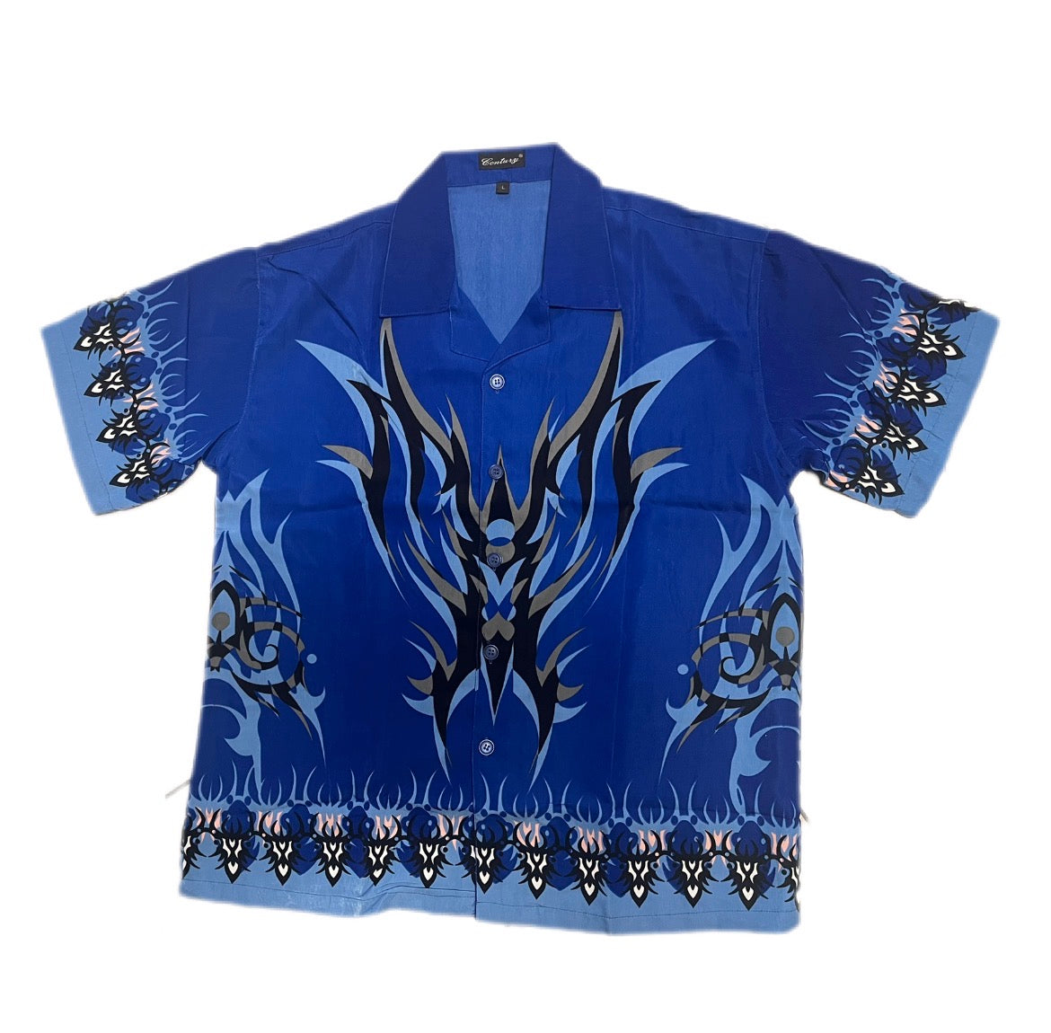 Y2K 2000s Tribal Button Up Shirt Japan Style Fullprint Ricky Style Trailer Park Boys Oldschool wakacyjna koszula z krótkim rękawem