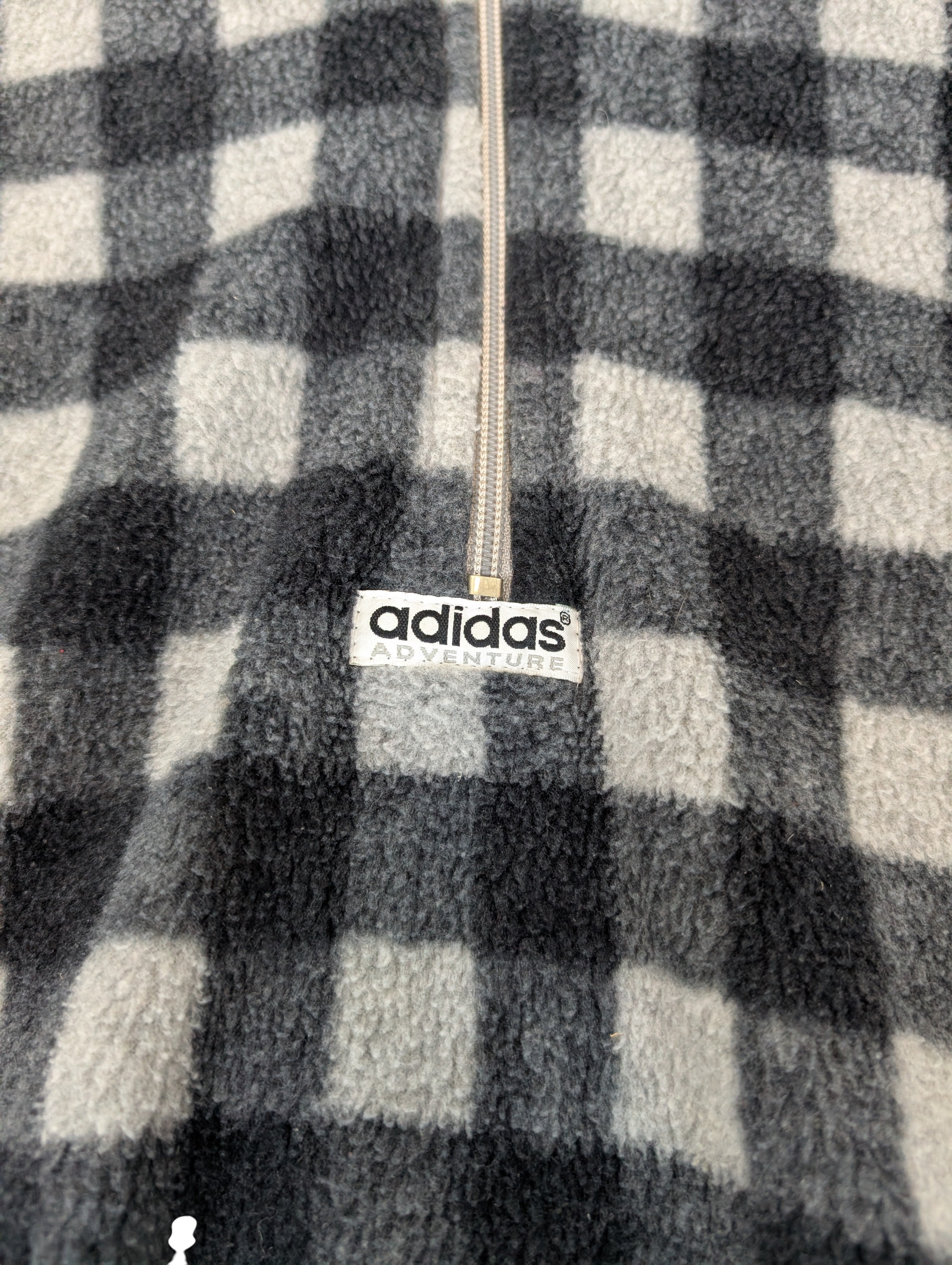 Crazy Adidas Adventure Quarter Zip Polartrec Fleece Vintage bluza w kratkę 90s Polar