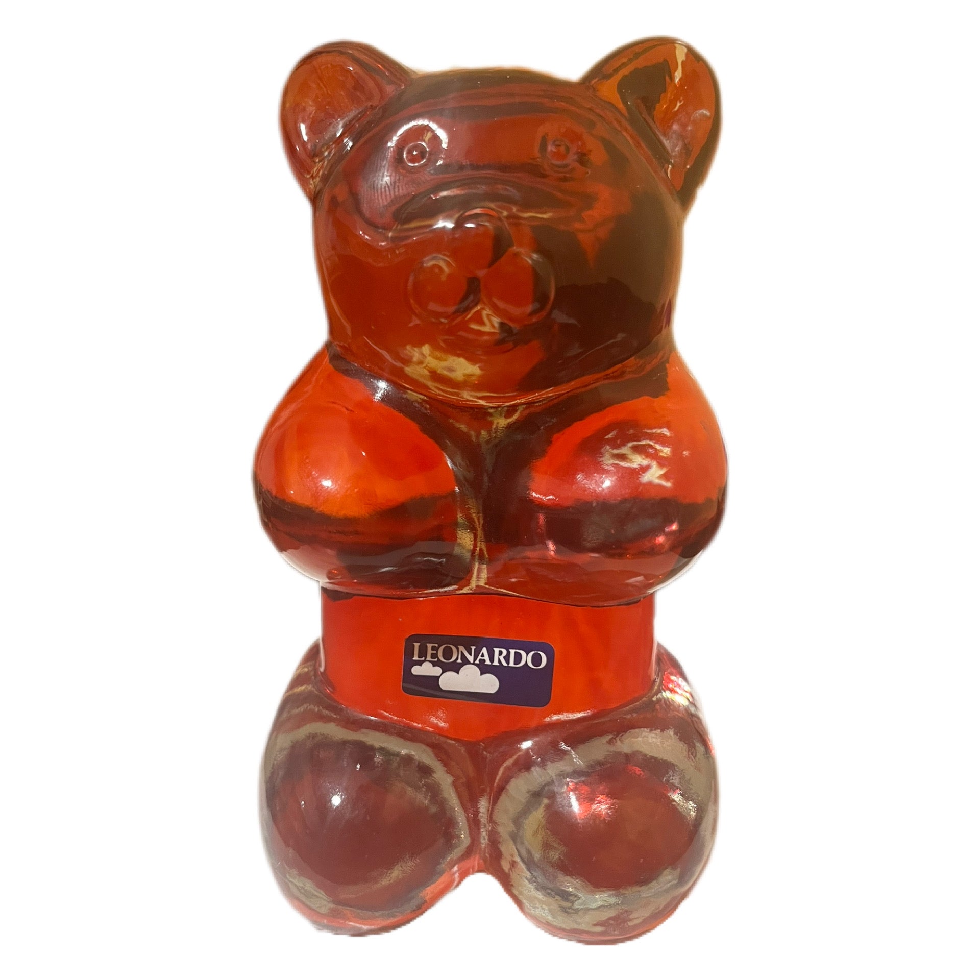 Vintage Glass Paperweight Leonardo Gummy Bear Przycisk do papieru w kształcie czerwonego misia żelka PRL