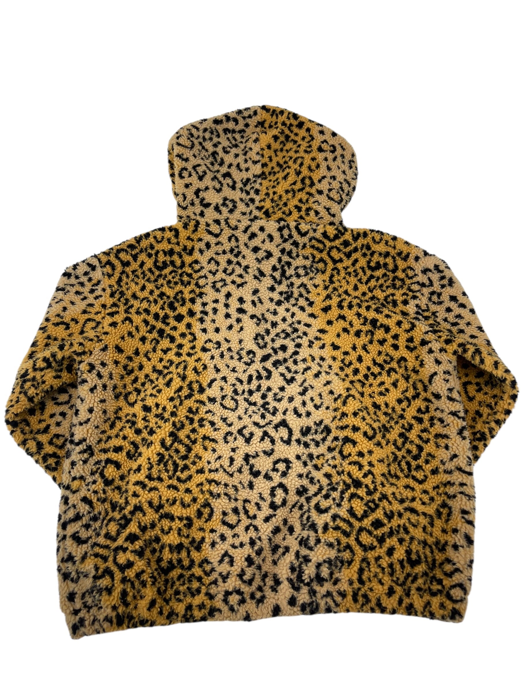 Bluza z kapturem Polar w panterkę boxy oversized 1/4 zip Sherpa