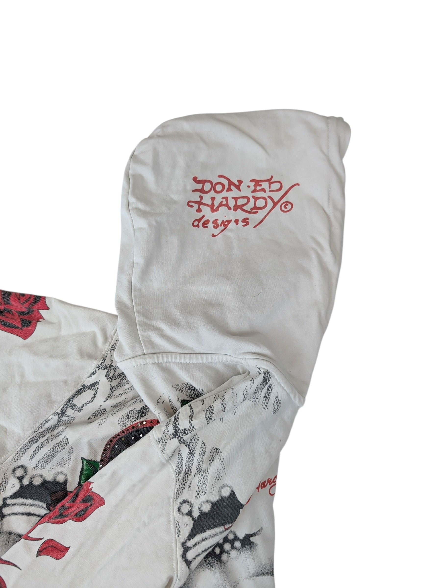 Ed Hardy Rare Bluza z kapturem rozpinana hoodie vintage y2k w serca błyszcząca bling Christian audigier