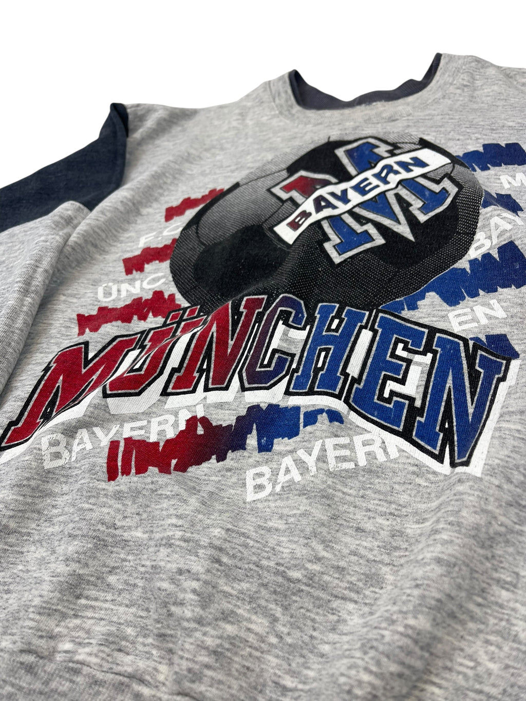 Bayern Munchen Monachium 90s Vintage Bluza piłkarska Bundesliga z nadrukiem