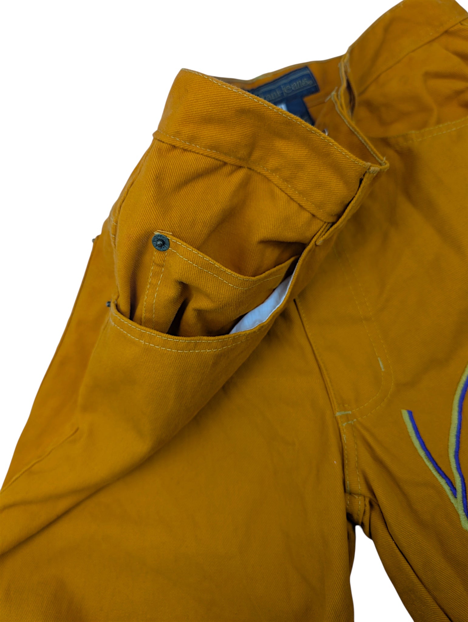 Karl Kani big logo 90s pomarańczowe spodnie jeansowe jeansy retro 00s y2k