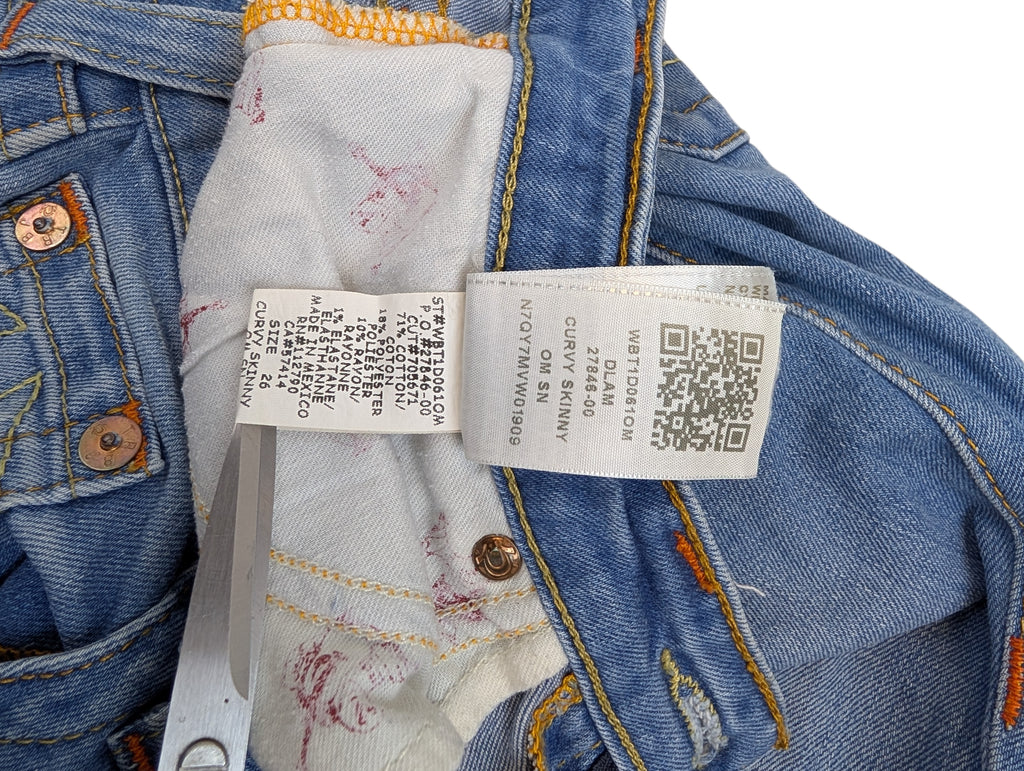 True religion błękitne skinny rurki spodnie jeansowe jeansy