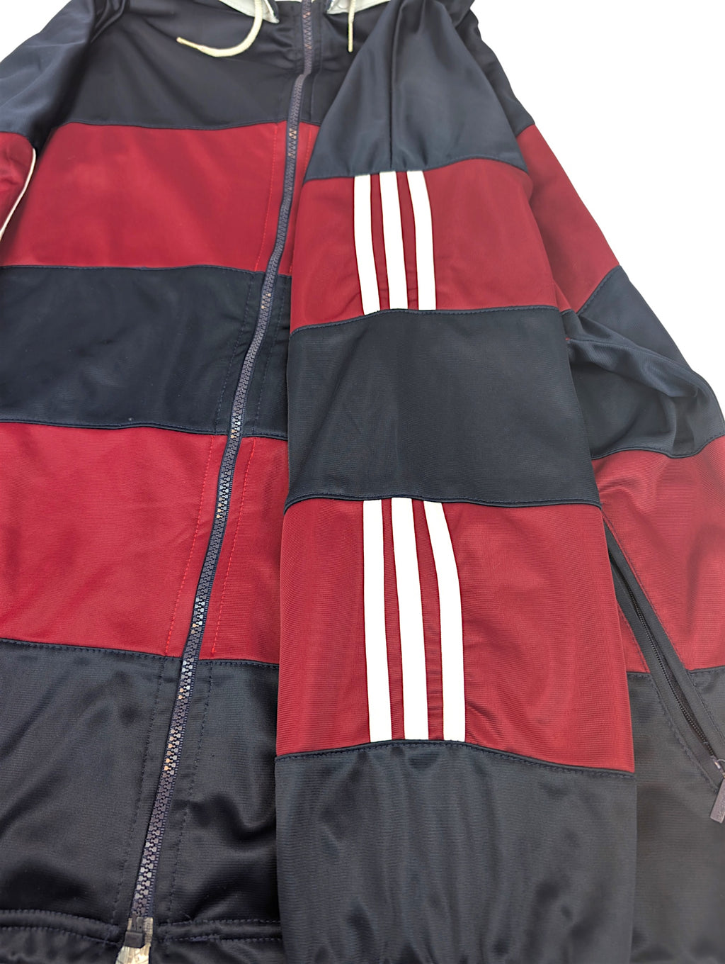 Adidas 90s vintage bluza z kapturem w paski retro oldschool 2000s oversize 2XL