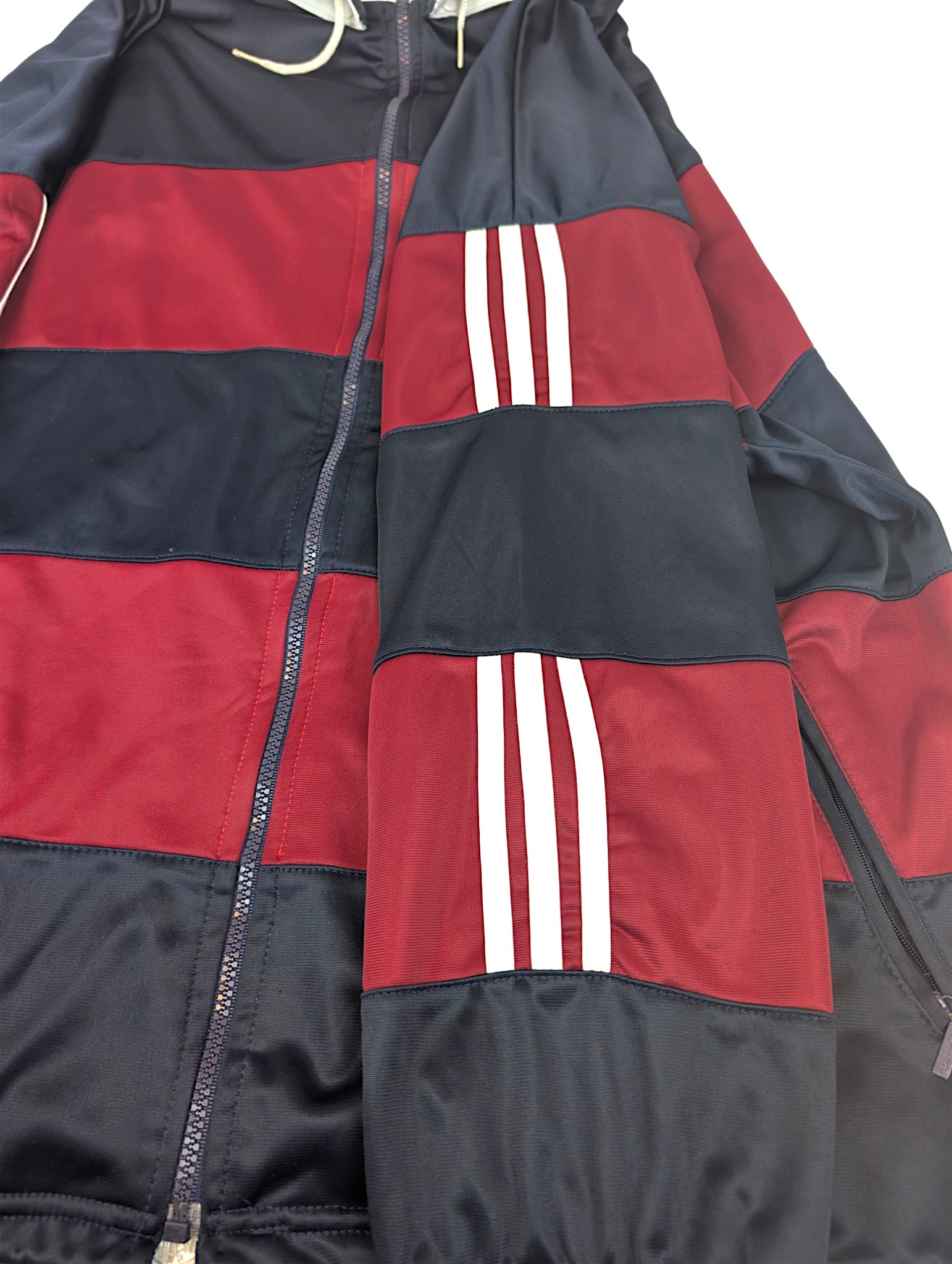 Adidas 90s vintage bluza z kapturem w paski retro oldschool 2000s oversize 2XL