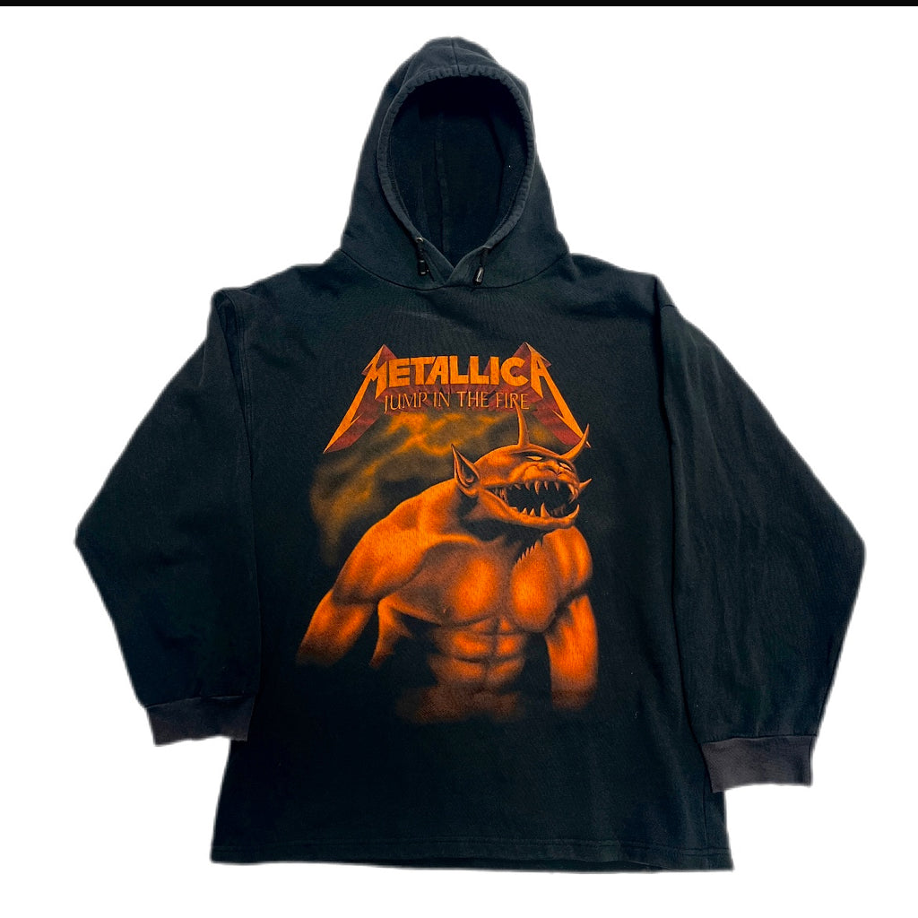 Early 2000s Metallica Jump In The Fire Band Hoodie Bluza z kapturem koncertowa music merch White Crow