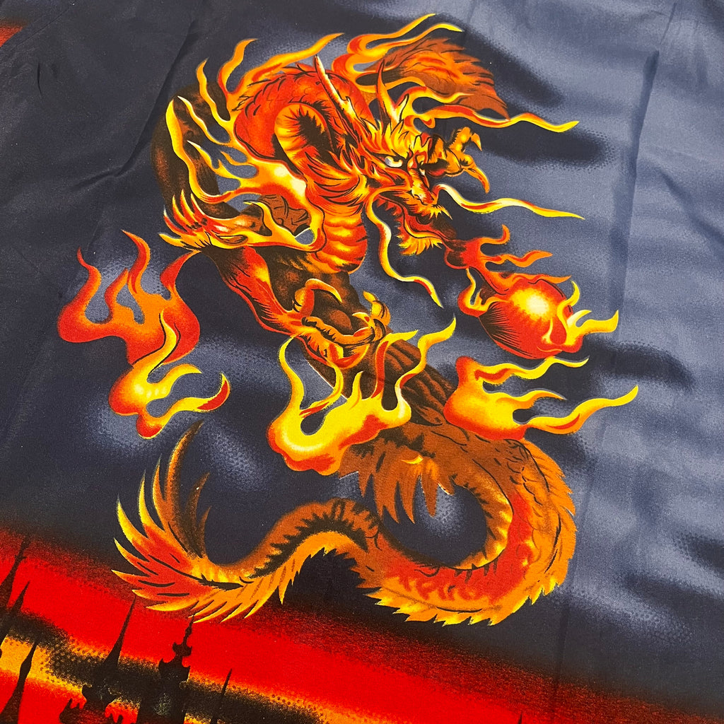 Y2K Japan Style Yisidun Fuzhuang Dragon Graphic Button Up Shirt koszula z krótkim rękawem