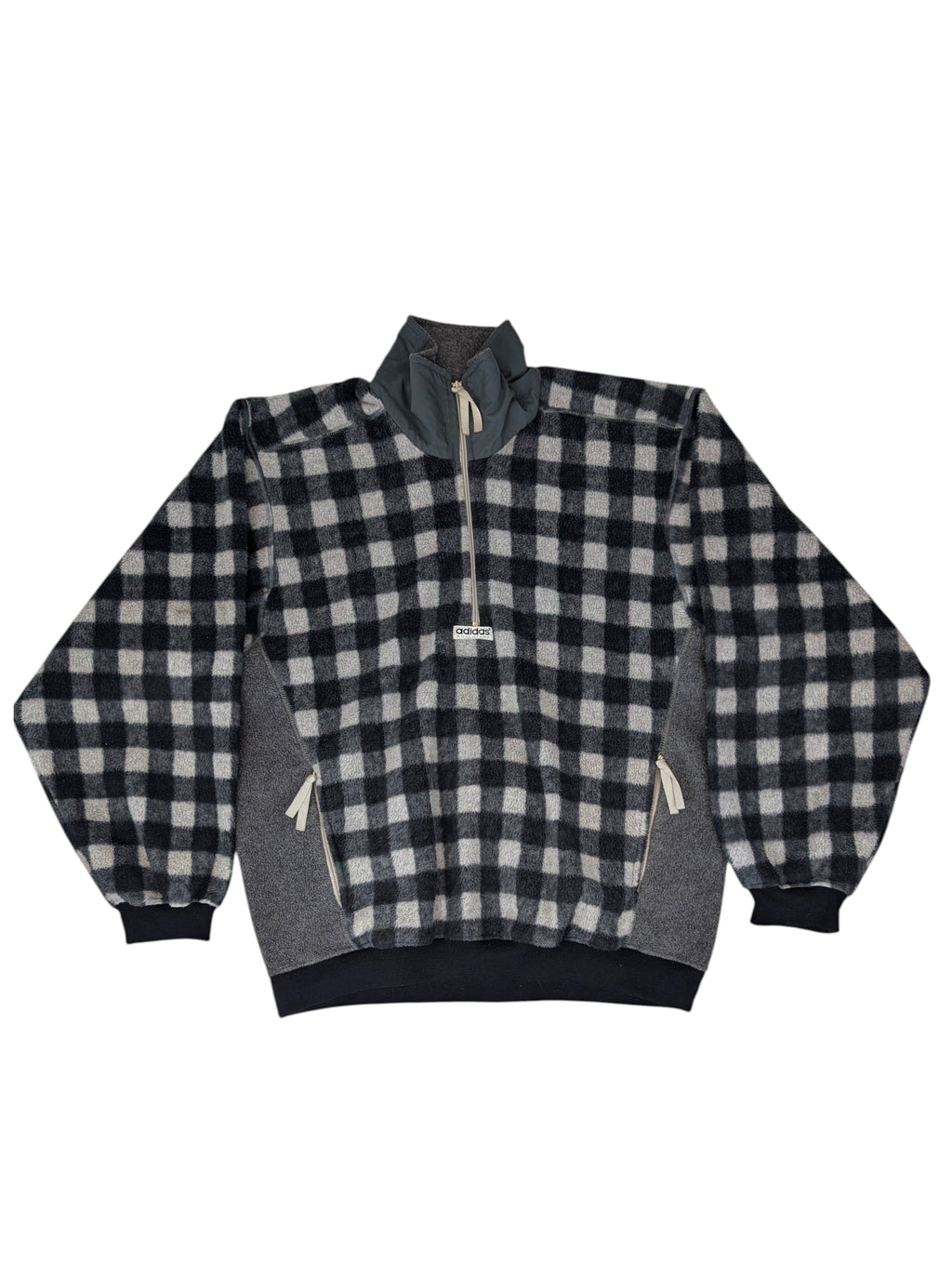 Crazy Adidas Adventure Quarter Zip Polartrec Fleece Vintage bluza w kratkę 90s Polar