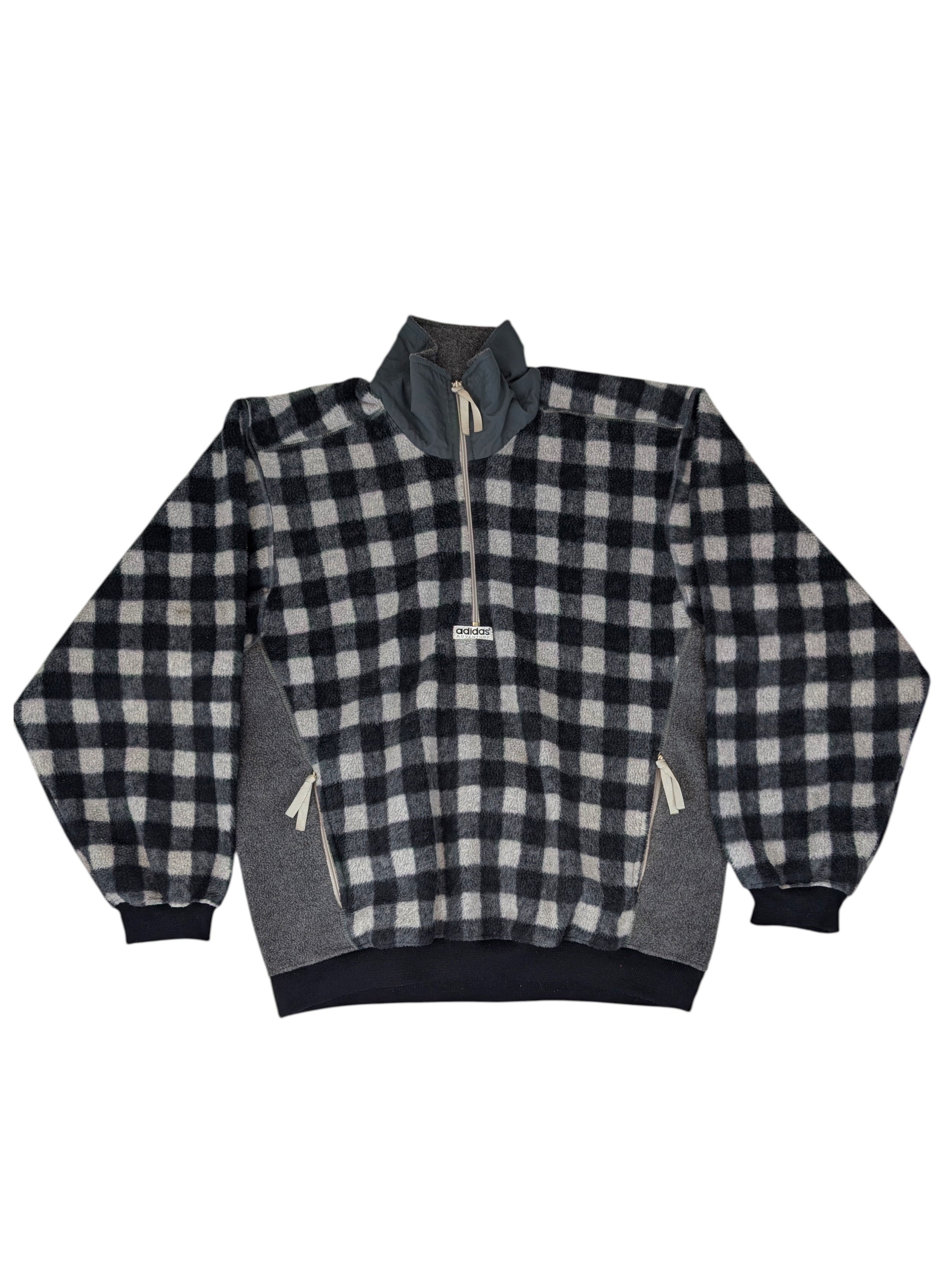 Crazy Adidas Adventure Quarter Zip Polartrec Fleece Vintage bluza w kratkę 90s Polar