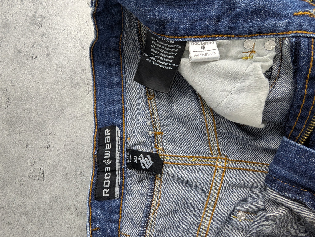 Rocawear Skull Embroidery Baggy Jeans Spodnie Jeansowe Y2K Vintage 2000s