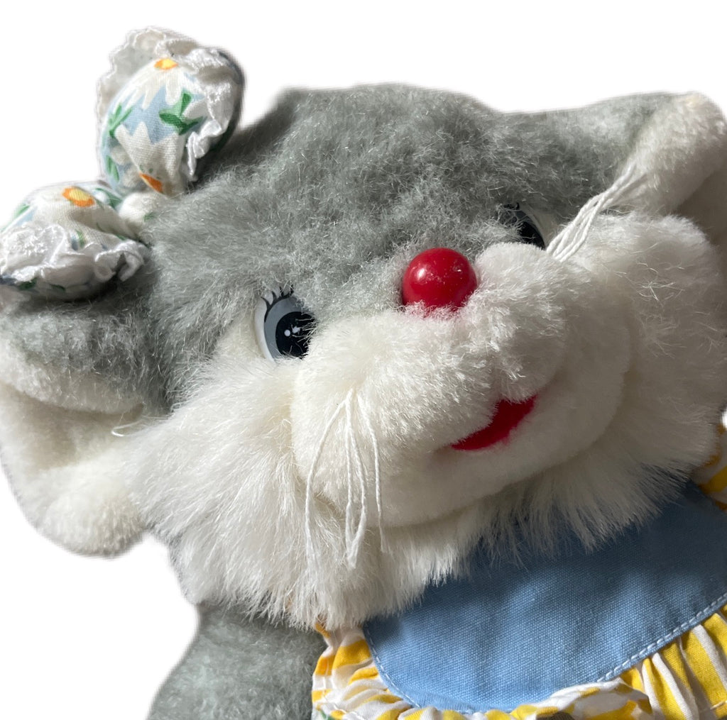 RARE Vintage Commonwealth Lil Tweaks Mouse Plush 1992 Baby Blue Flower Dress Pluszowa maskotka mysz w kwiecistej sukience
