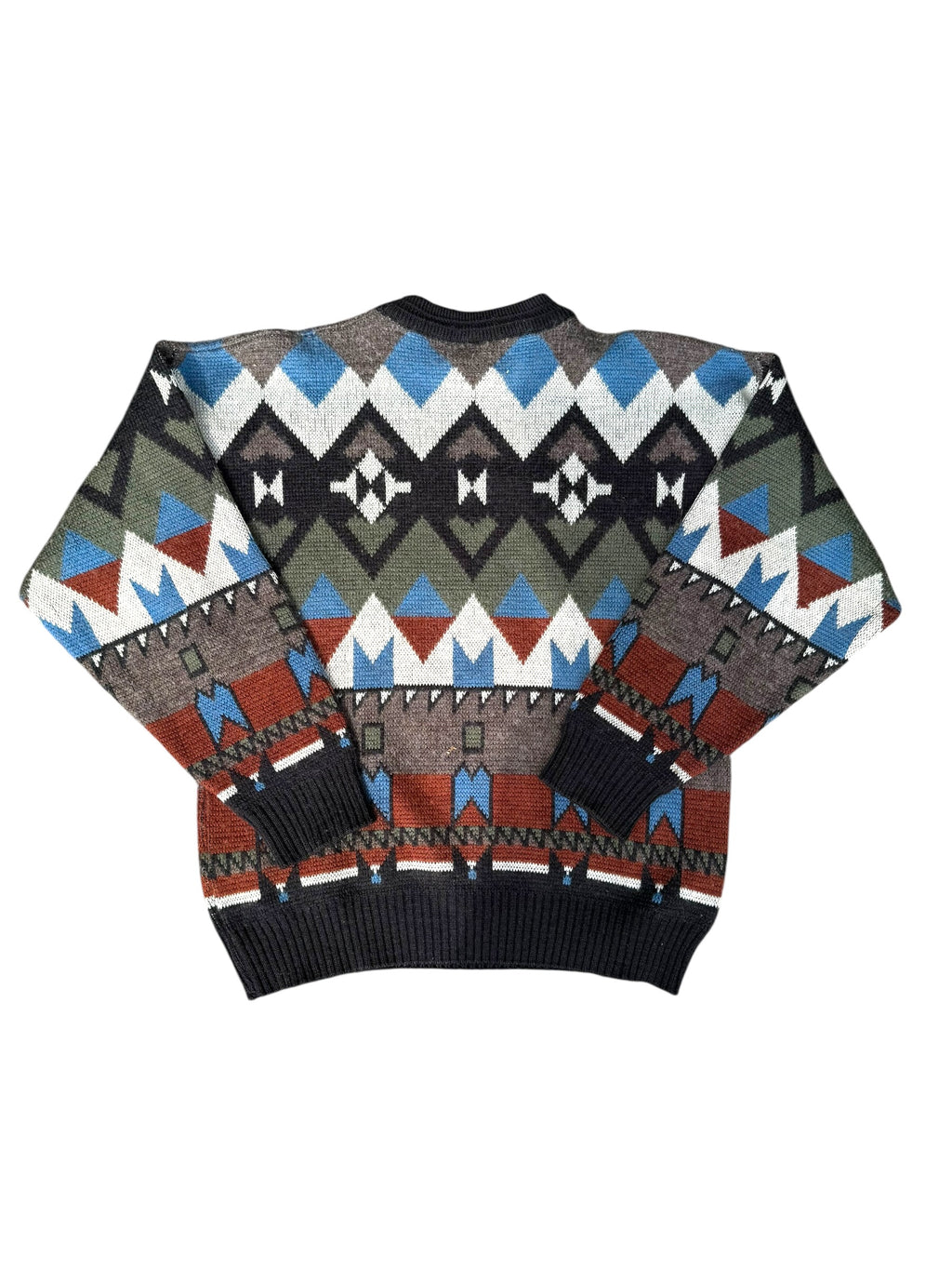 San Marco Vintage AOP Sweter Jumper Wełniany Pullover 90s we wzory geometryczne