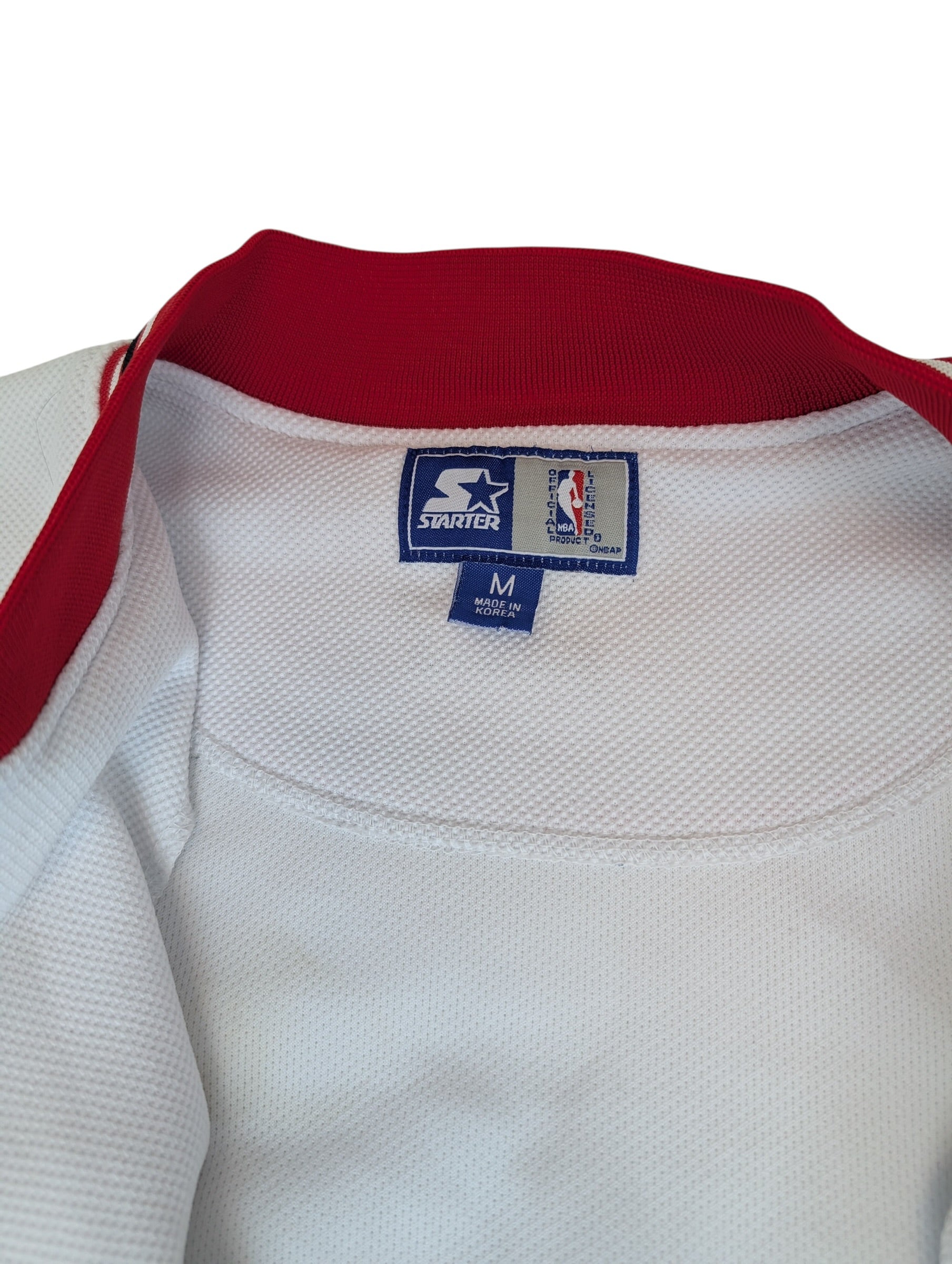 Vintage 90s Chicago Bulls Rare Michael Jordan Warm Up Starter Zip Up Shirt Sweatshirt Shooting Jersey NBA