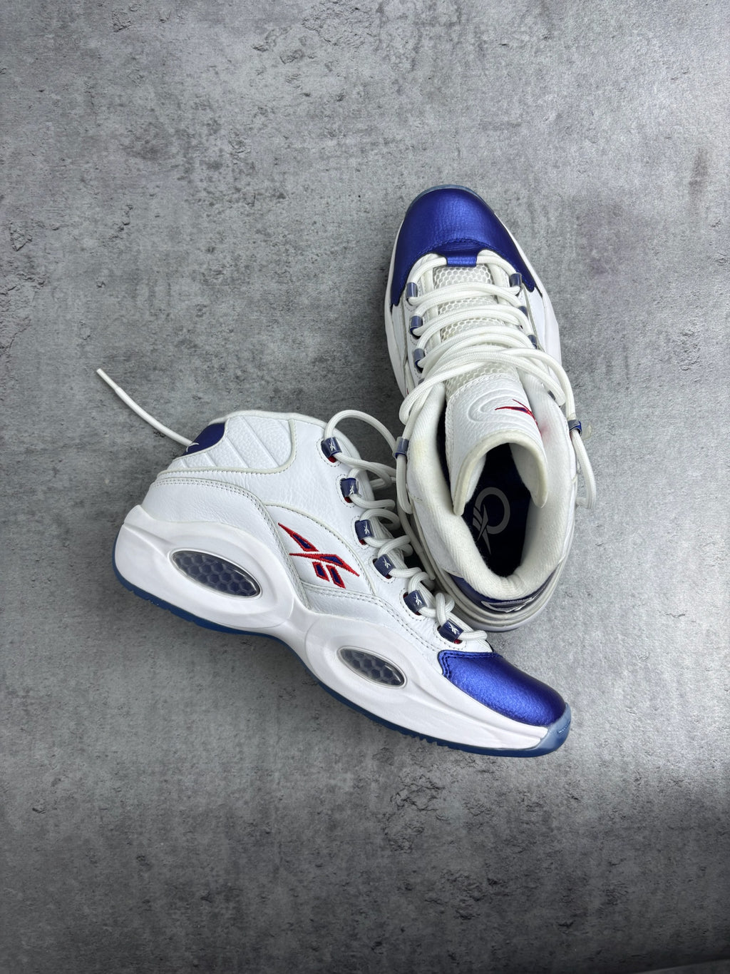 REEBOK QUESTION MID BLUE TOE SNEAKERS ALLEN IVERSON