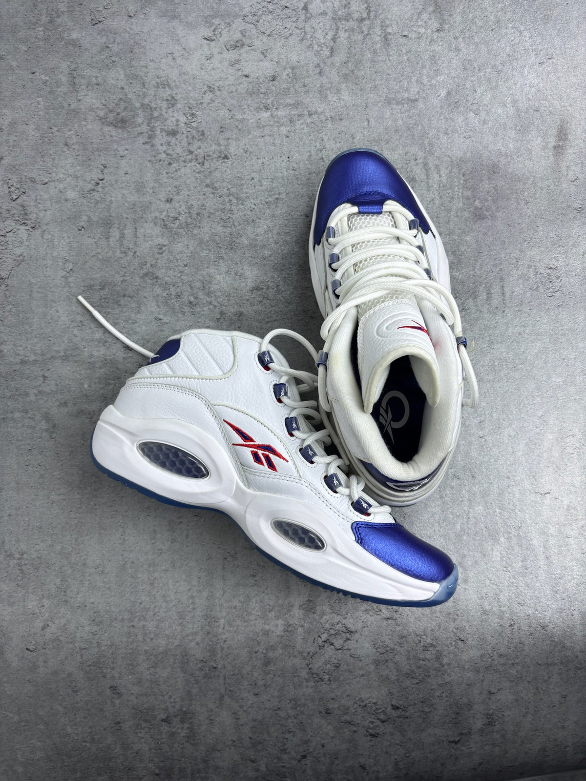 REEBOK QUESTION MID BLUE TOE SNEAKERS ALLEN IVERSON