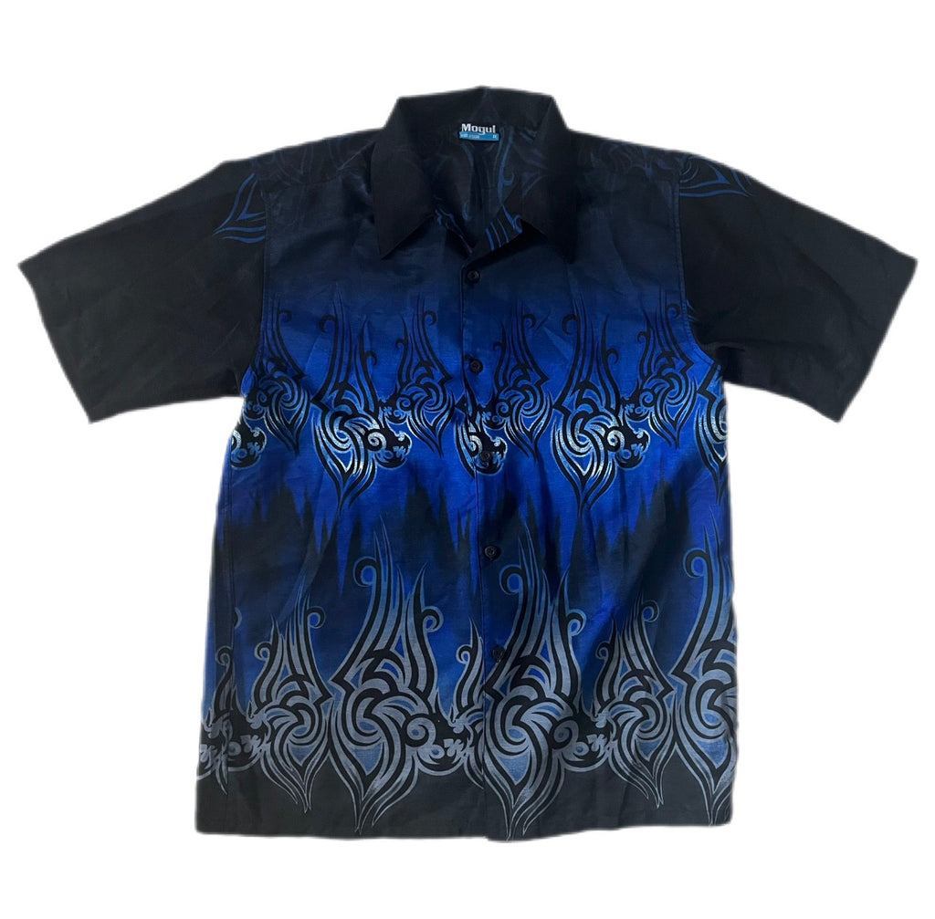 Tribal Button Up Shirt 2000s Y2K Ricky Trailer Park Boys Oldschool koszula z krótkim rękawem