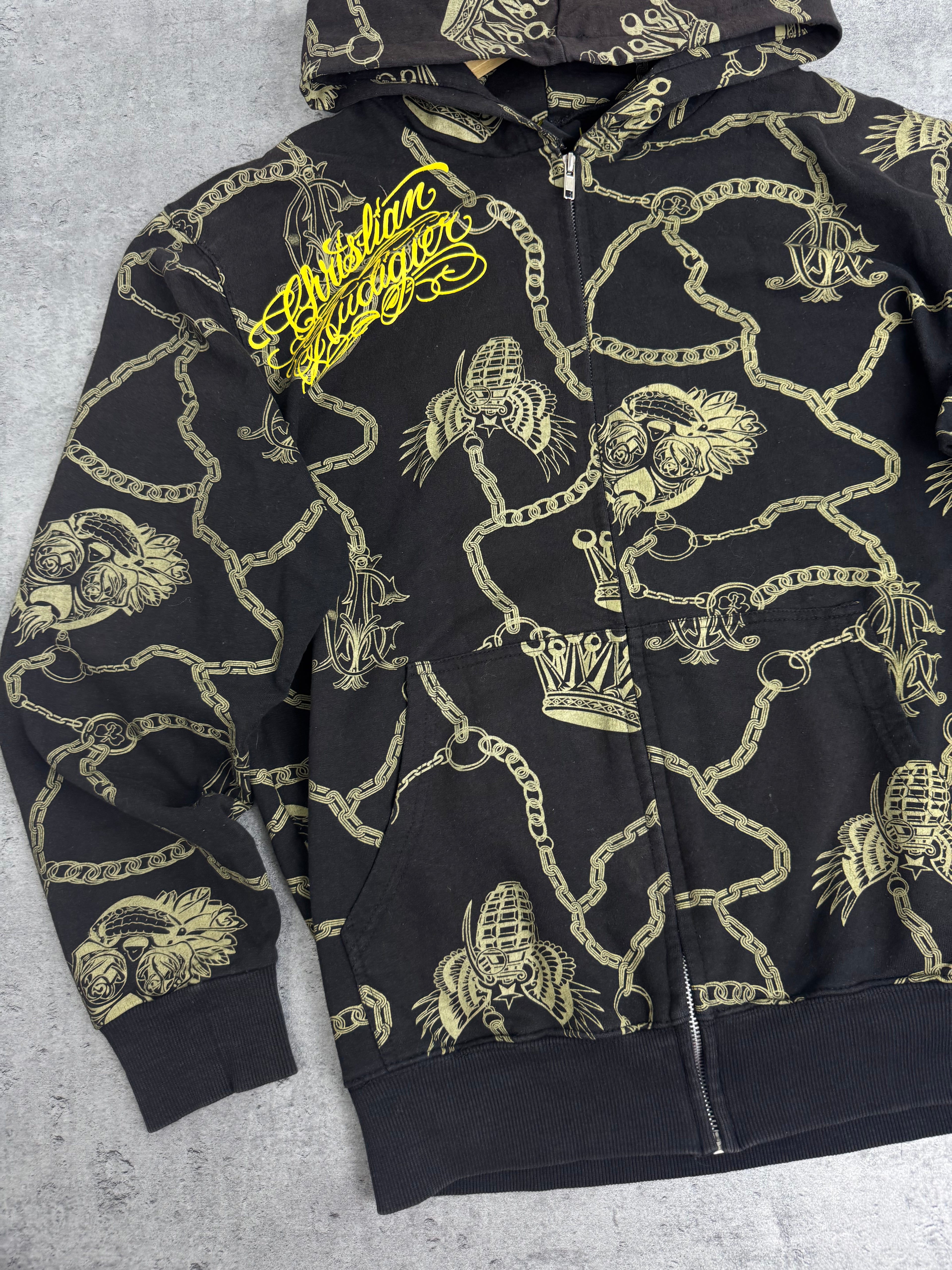 Christian Audigier Ed Hardy Bluza z Kapturem Fleece Y2K Vintage Tattoo smet Czaszka Skull