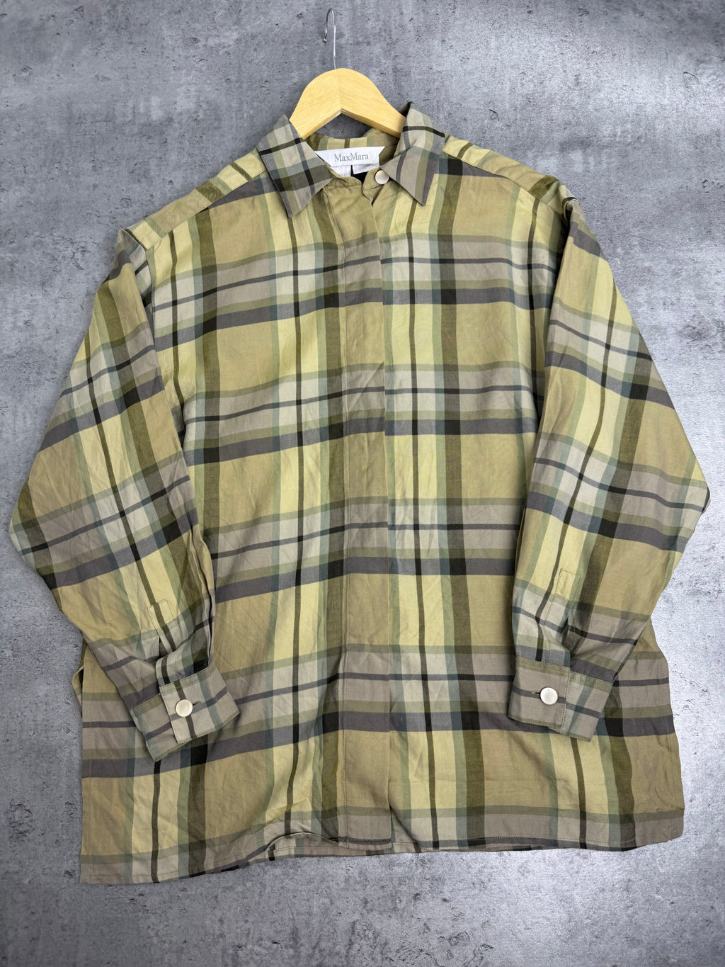 MaxMara 90s Vintage Koszula w Kratę Kratkę Jedwabna Silk Bawełna Designer Premium Luxury