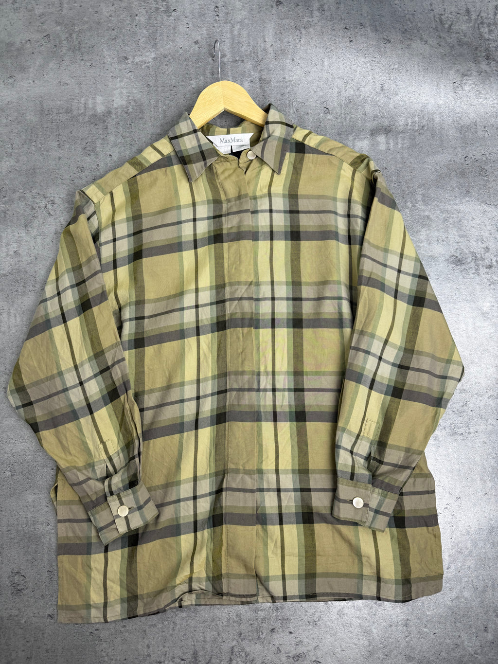 MaxMara 90s Vintage Koszula w Kratę Kratkę Jedwabna Silk Bawełna Designer Premium Luxury