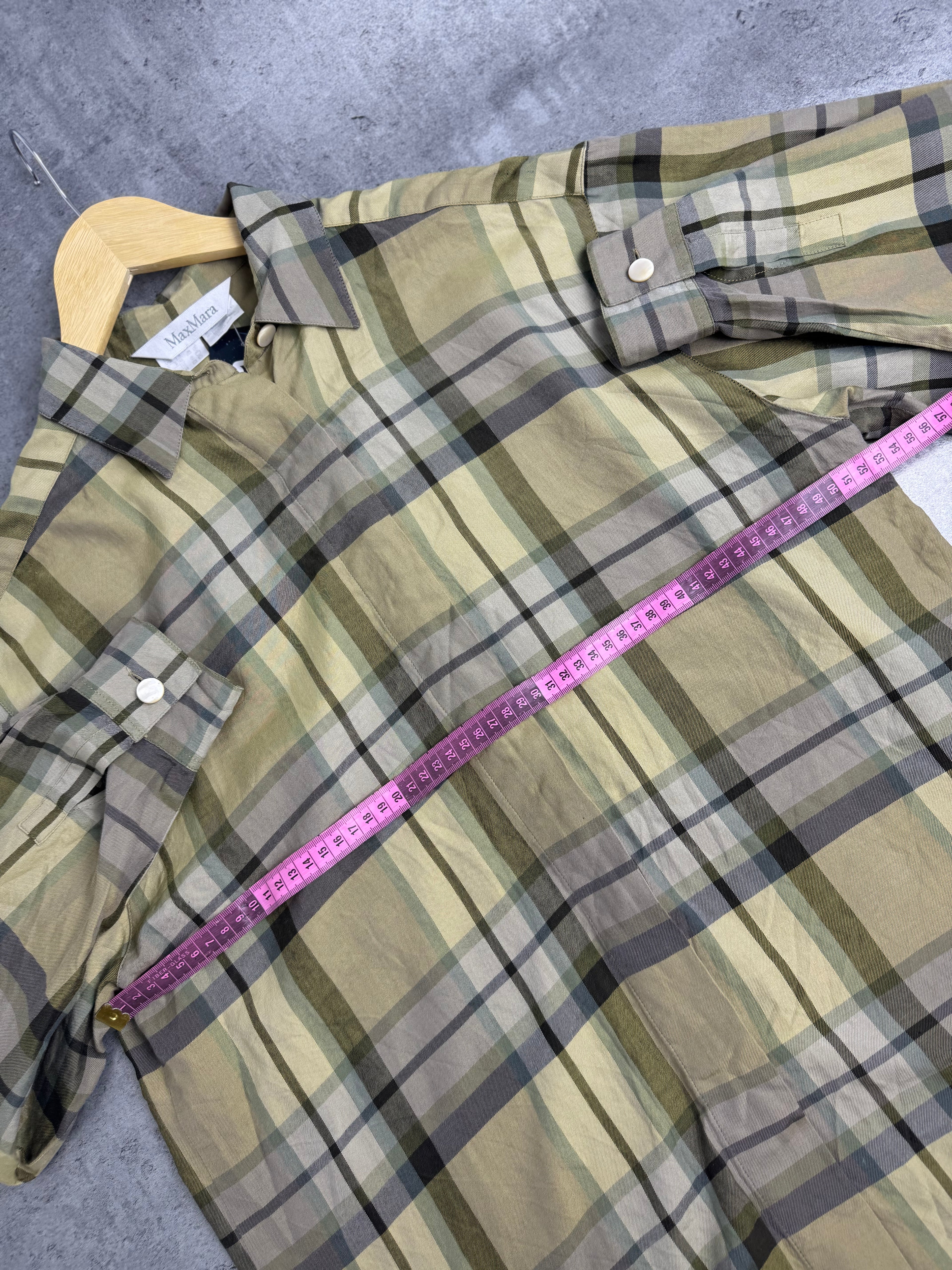 MaxMara 90s Vintage Koszula w Kratę Kratkę Jedwabna Silk Bawełna Designer Premium Luxury