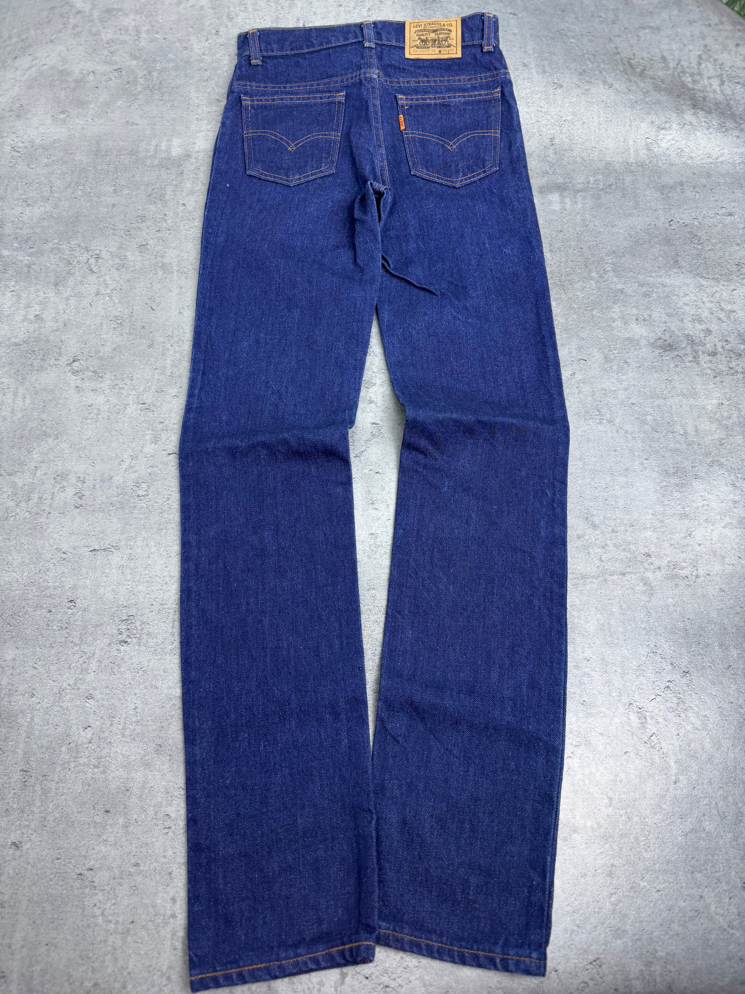 Levi’s Vintage Orange Tab 80s Rurki Skinny Straight Leg Denim Jeans spodnie jeansowe 90s vintage