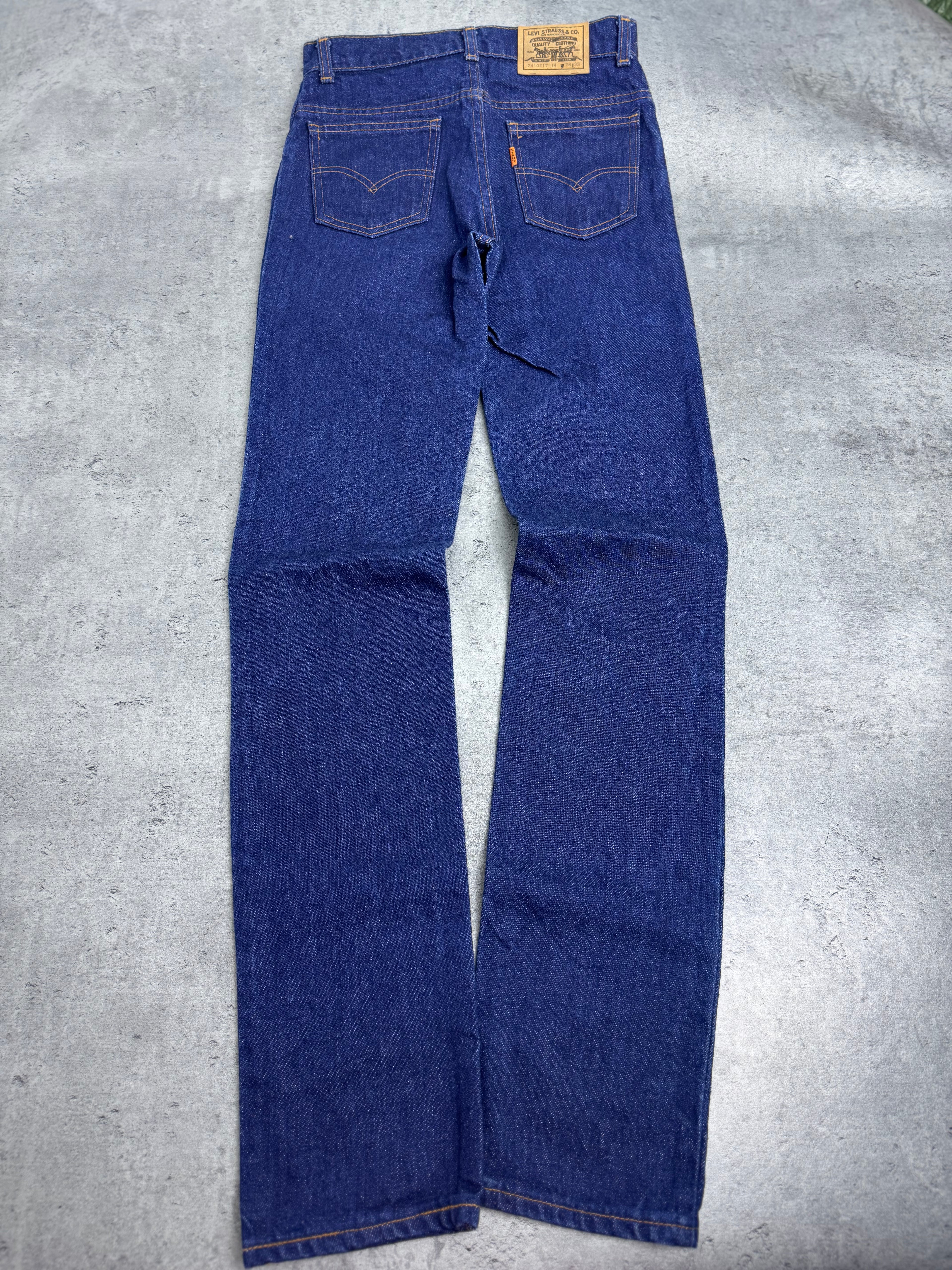 Levi’s Vintage Orange Tab 80s Rurki Skinny Straight Leg Denim Jeans spodnie jeansowe 90s vintage